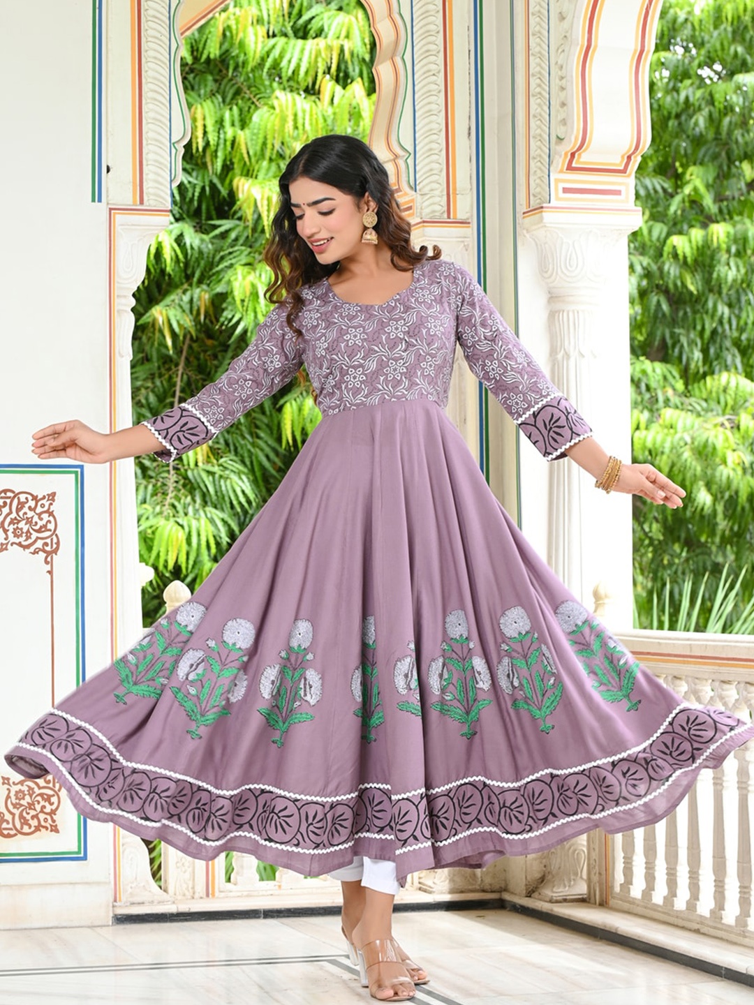 

Indi INSIDE Floral Printed Anarkali Kurta, Lavender