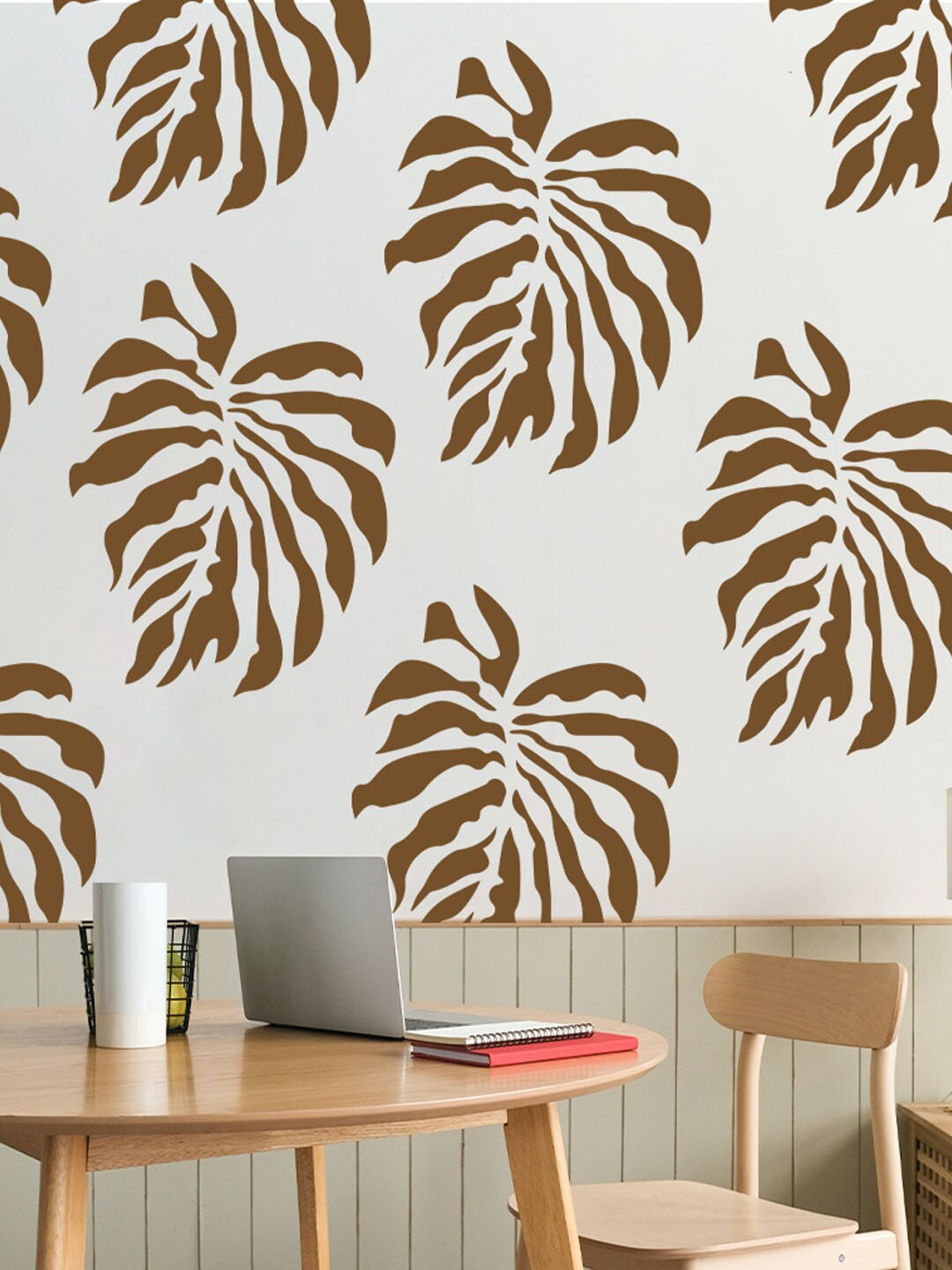 

KAYRA DECOR White Palm Design Wall Painting Stencils