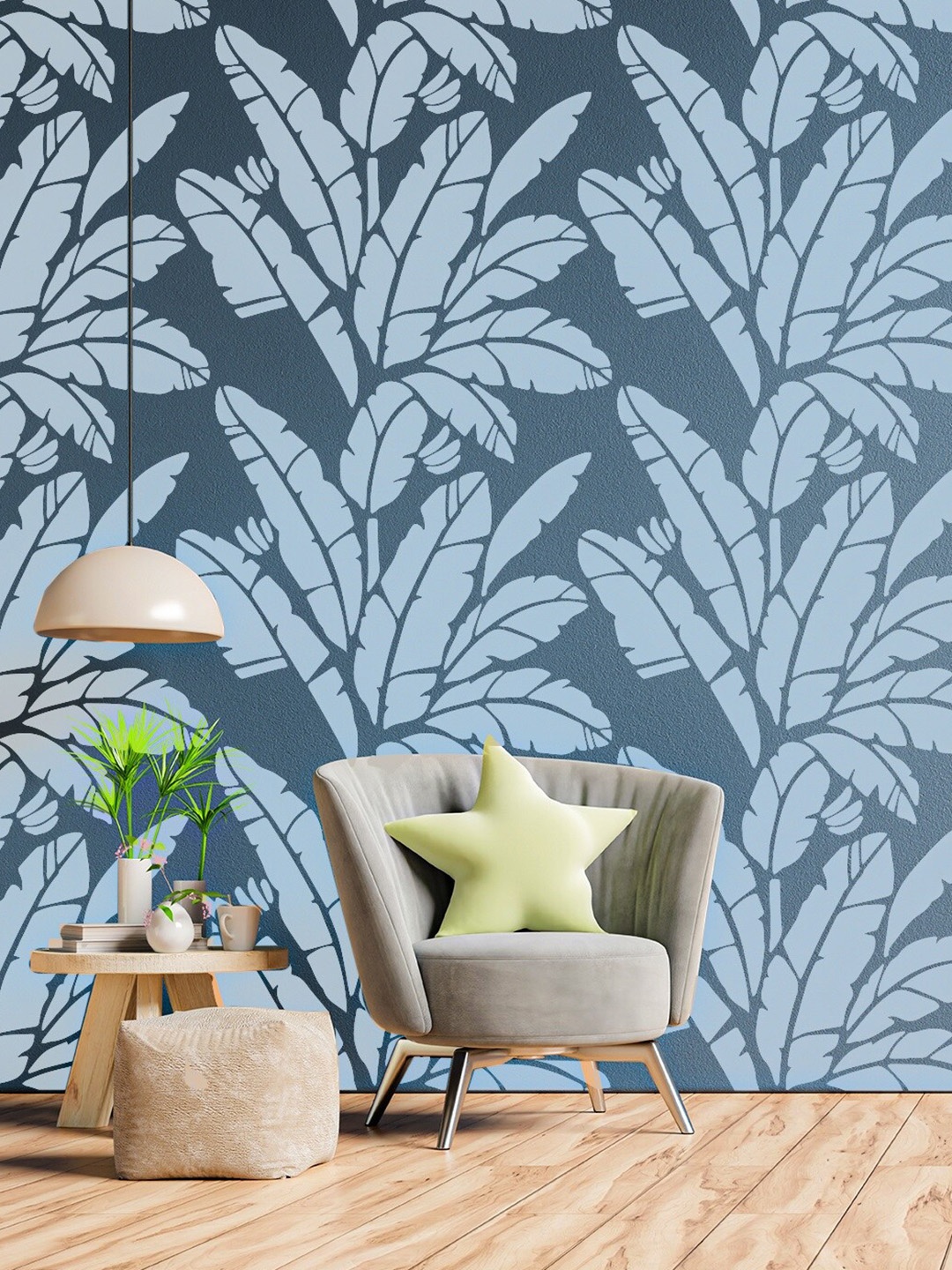 

KAYRA DECOR White Palm Leaves Wall Painting Stencils