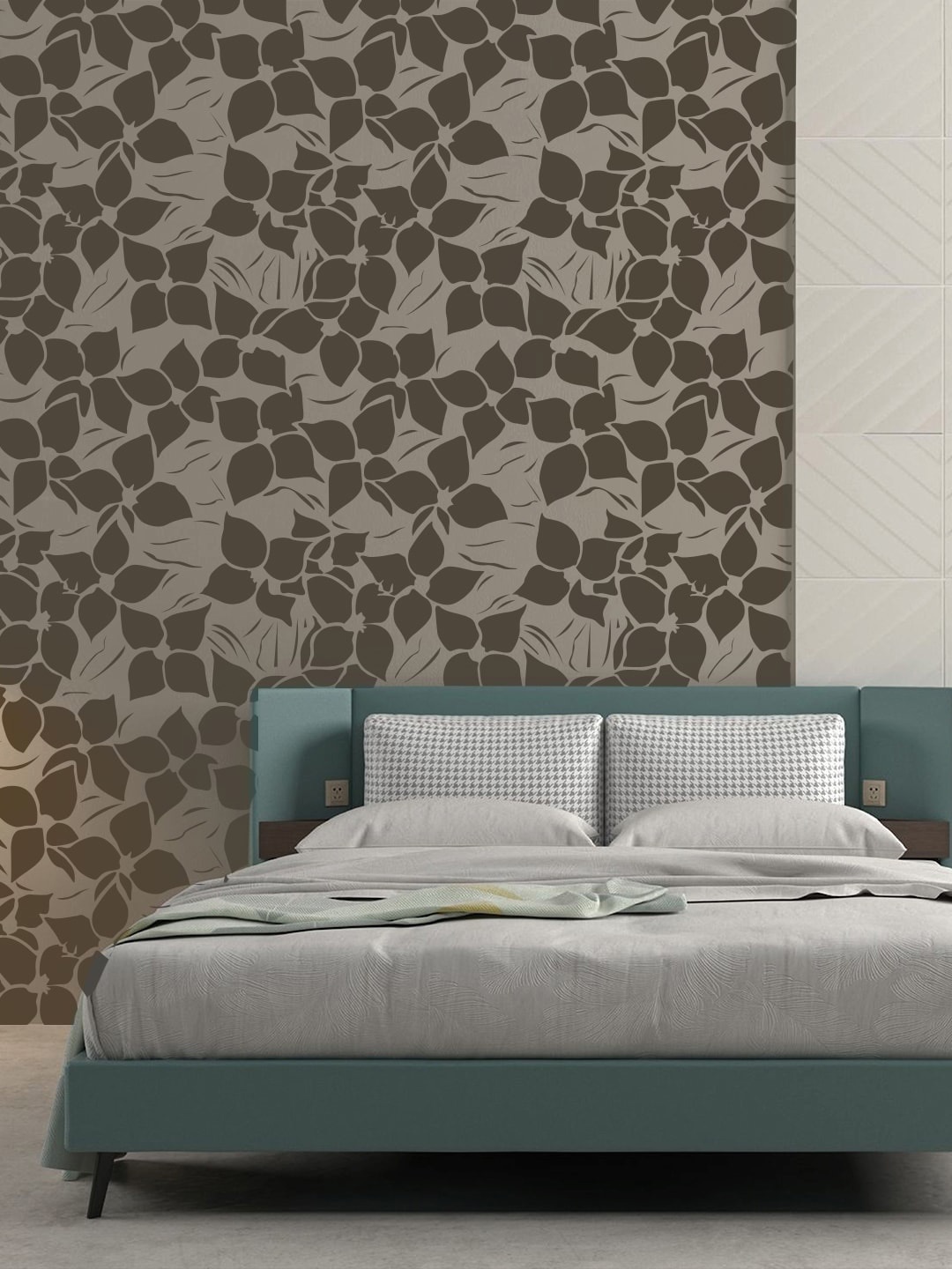 

KAYRA DECOR White Cornus Flower Design Wall Painting Stencils