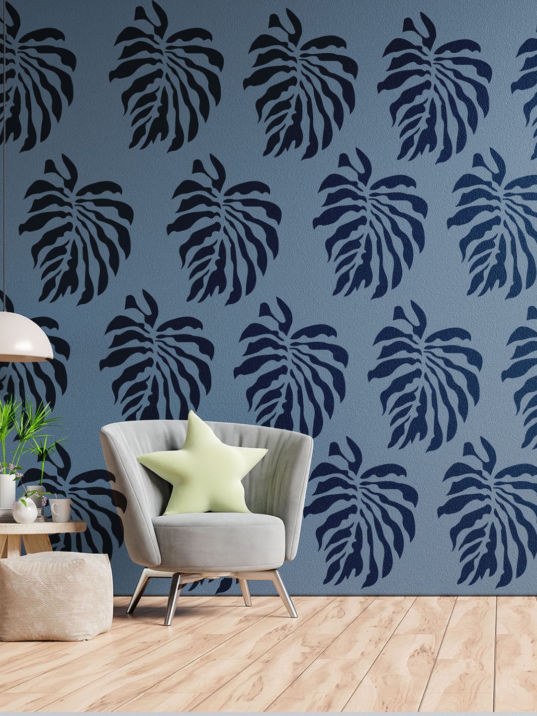 

KAYRA DECOR White Palm Design Wall Painting Stencils