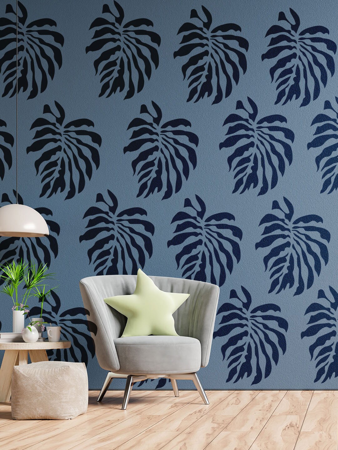 KAYRA DECOR White Palm Wall Painting Stencils