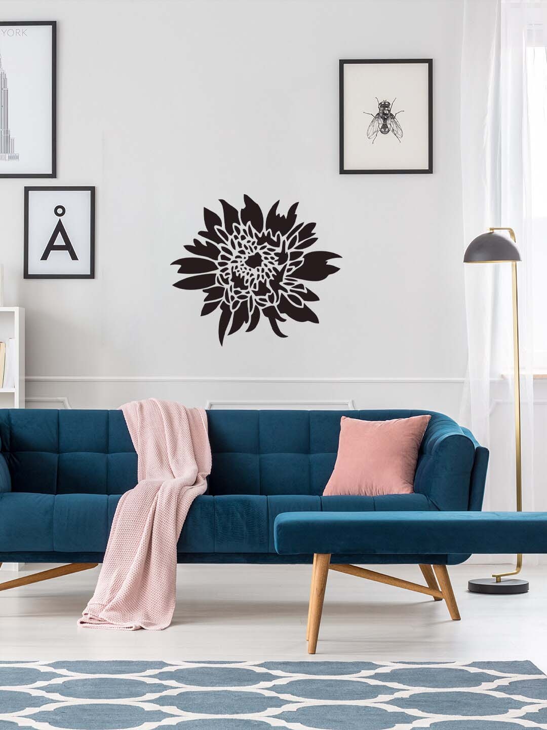KAYRA DECOR White Chrysanthemum Flower Wall Painting Stencils