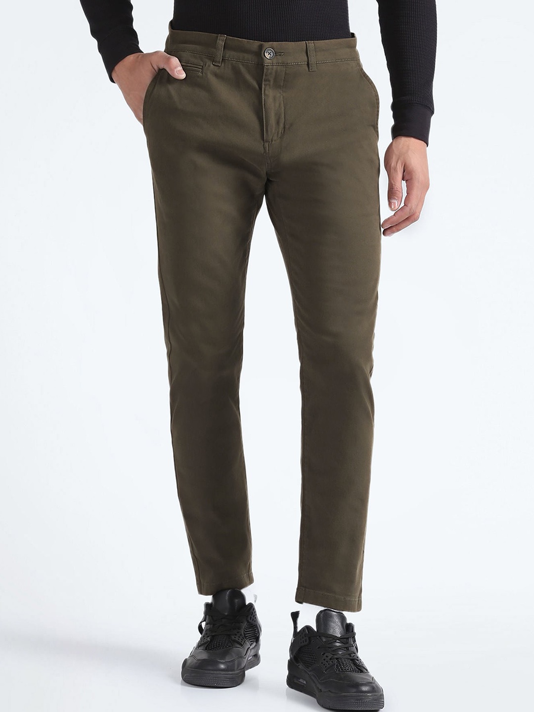 

Flying Machine Men Mid-Rise Slim Fit Trousers, Green