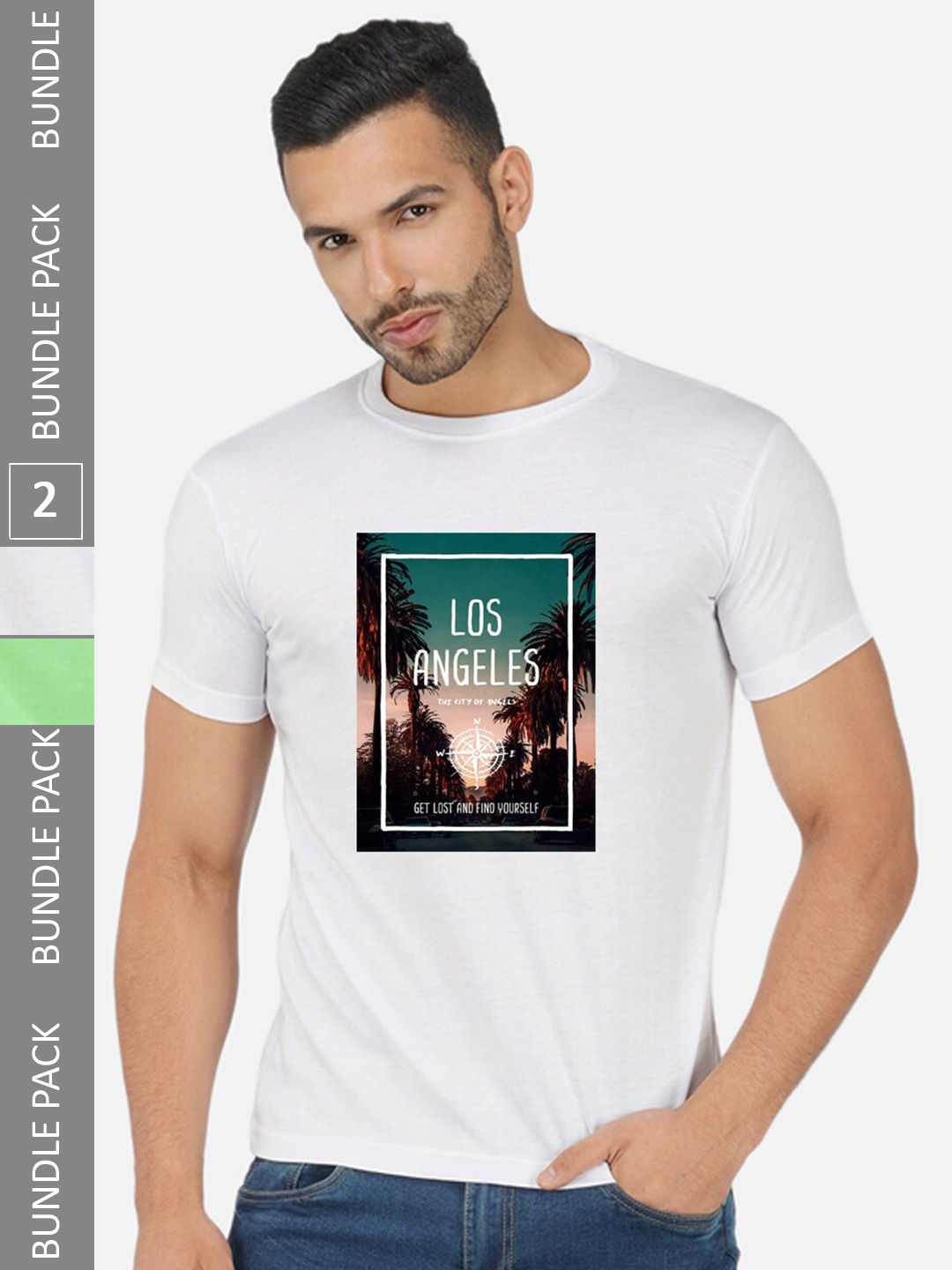 

CHOZI Pack of 2 Graphic Printed Cotton T-shirt, White