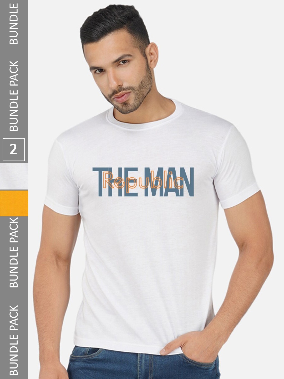

CHOZI Pack of 2 Typography Printed Cotton T-shirt, White