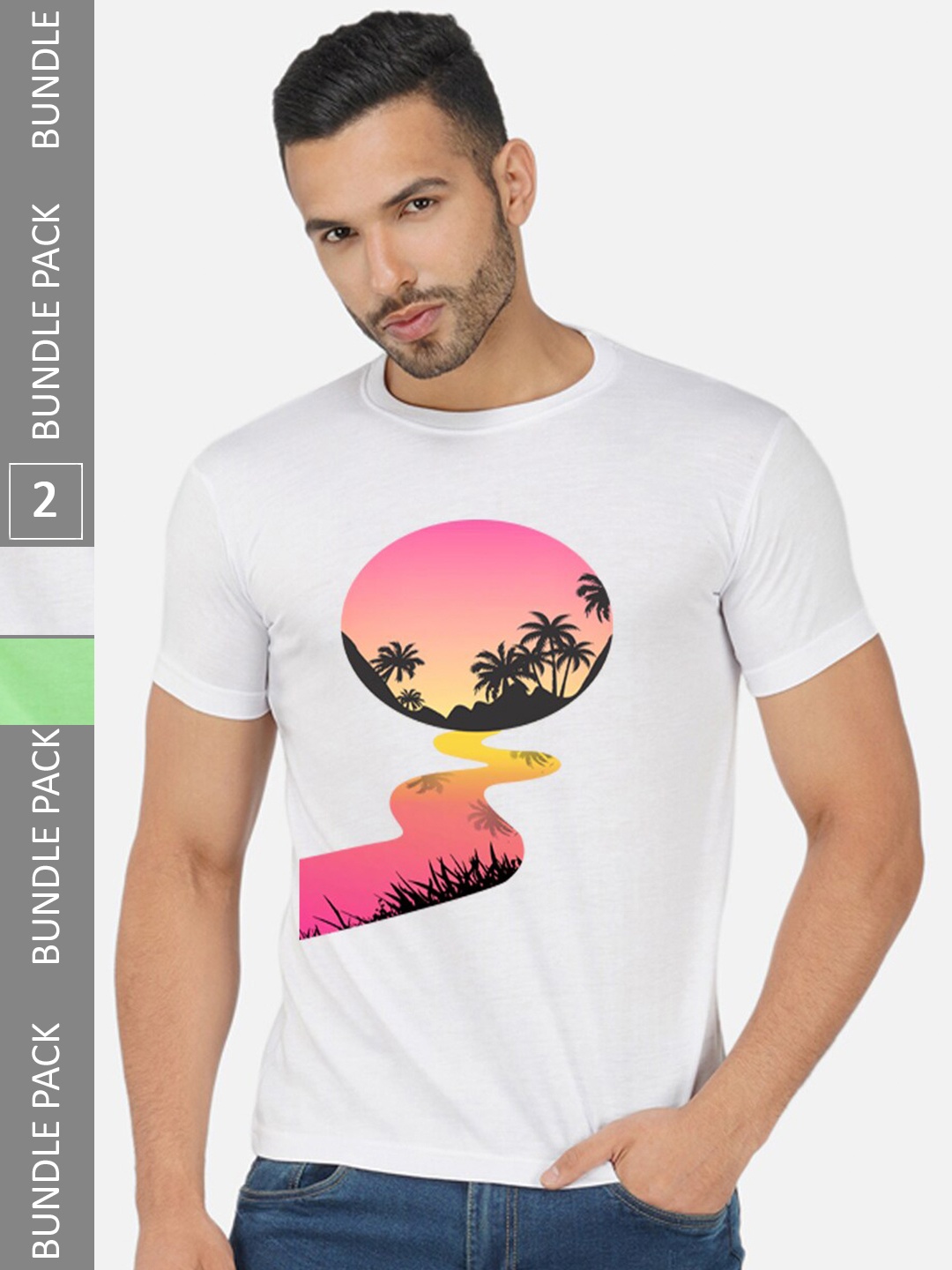 

CHOZI Pack Of 2 Graphic Printed Cotton T-shirts, White
