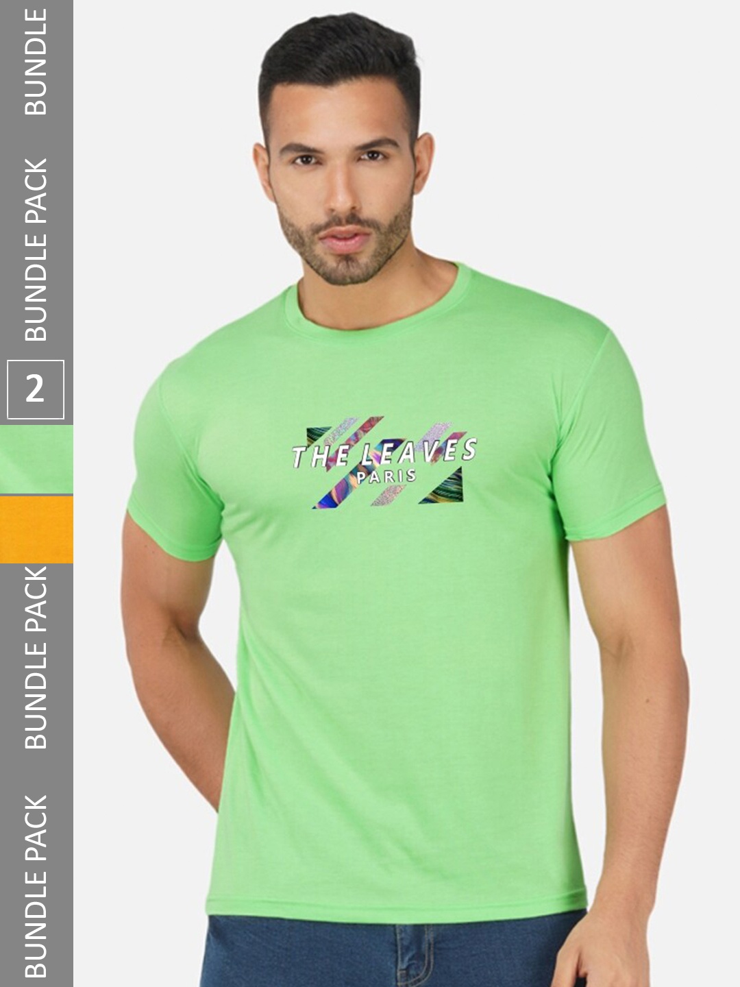 

CHOZI Pack Of 2 Graphic Printed Cotton T-shirt, Green