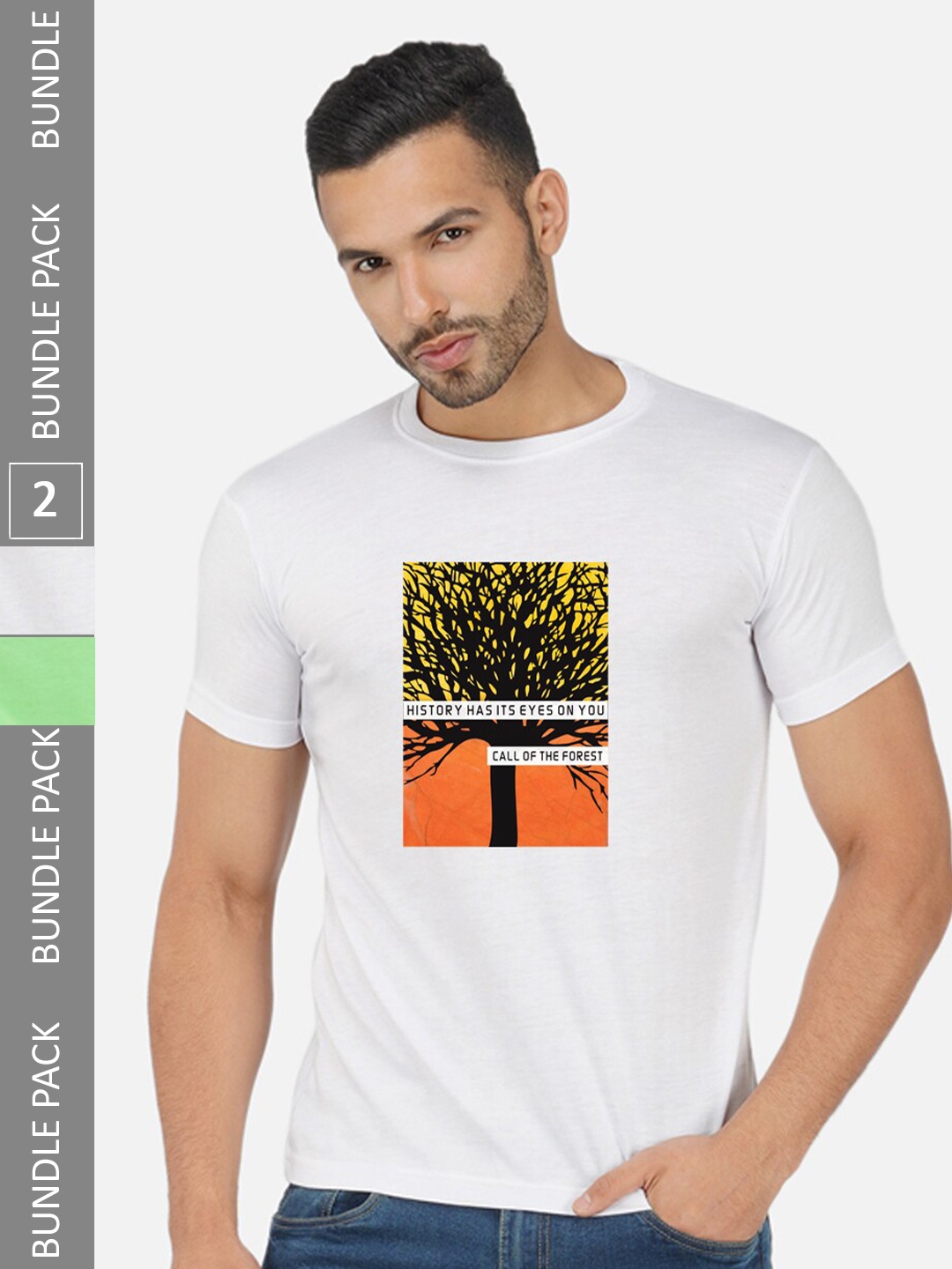 

CHOZI Pack Of 2 Graphic Printed Cotton T-shirt, White
