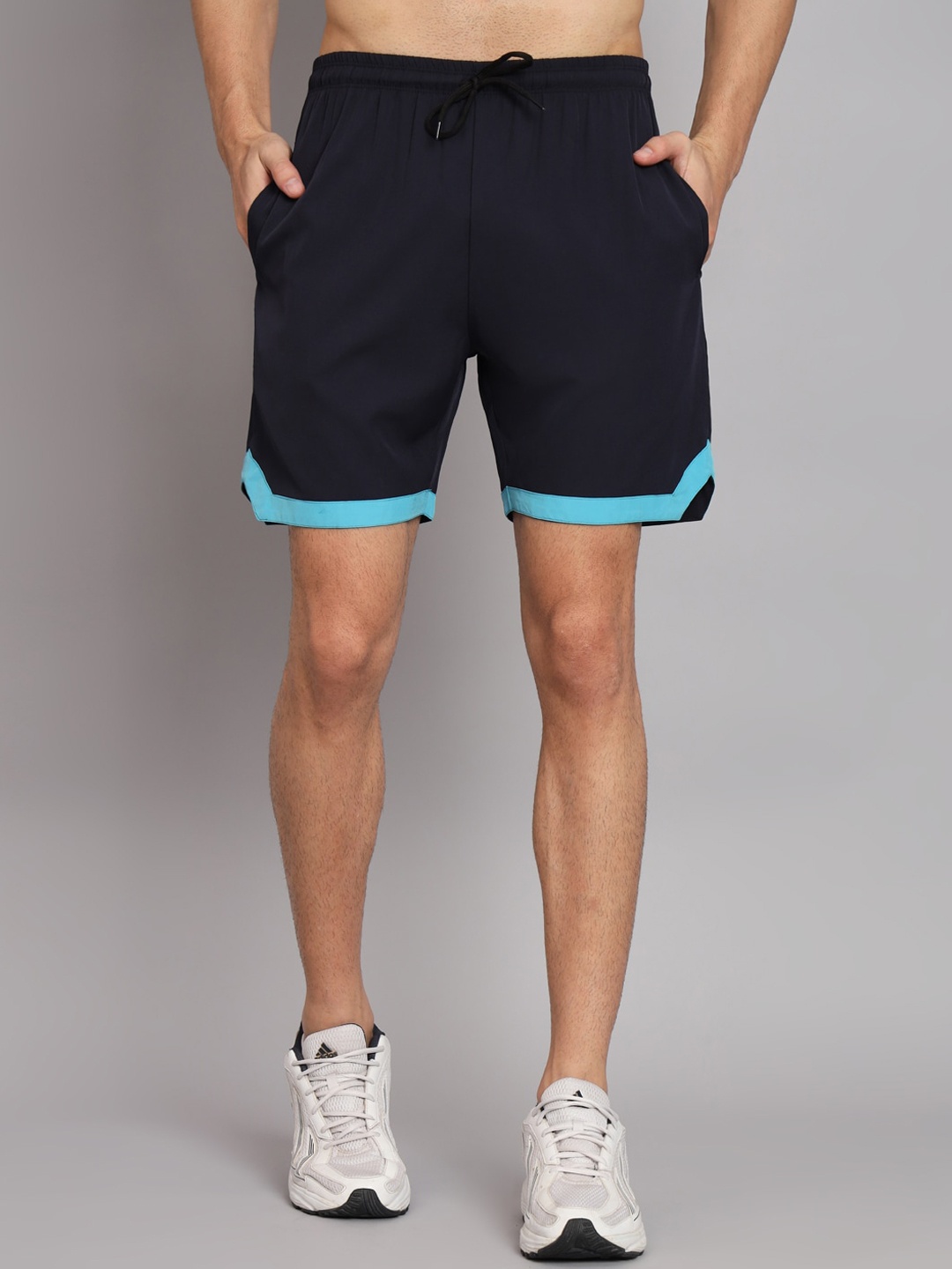 

GLITO Men Colourblocked Moisture Wicking Training Sports Shorts, Navy blue