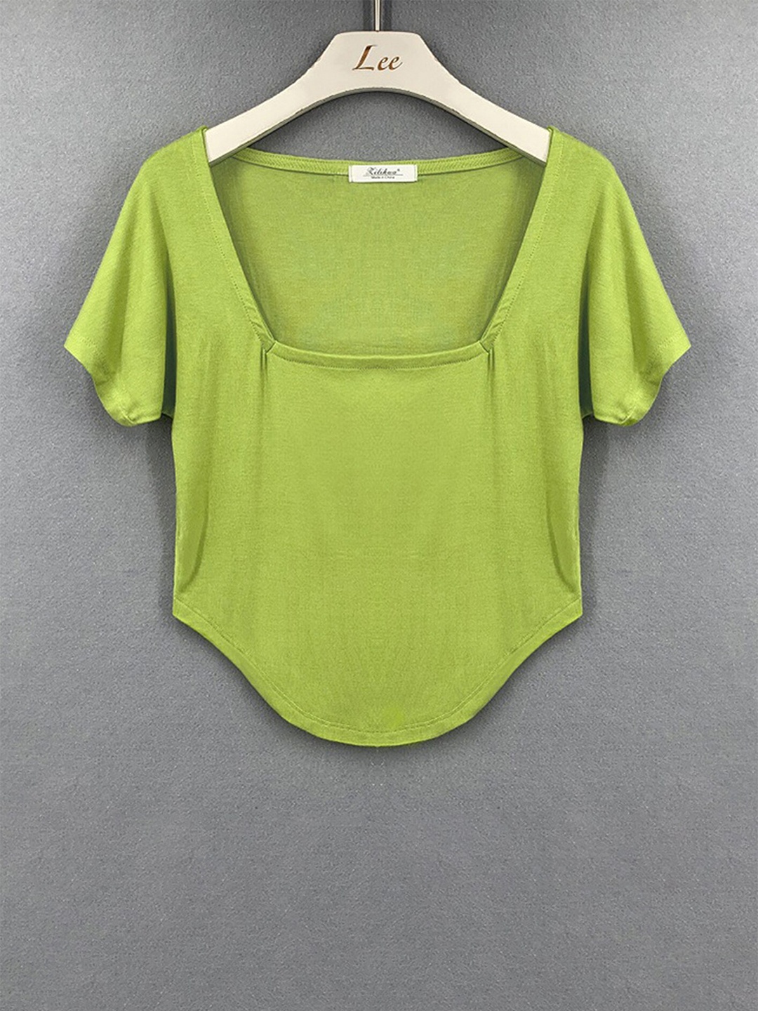 

LULU & SKY Square Neck Flared Sleeves Regular Top, Green