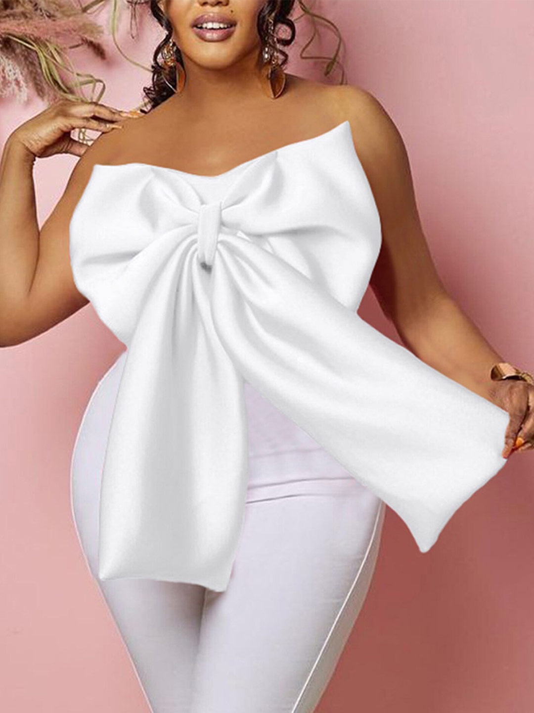 

LULU & SKY Off-Shoulder Bow Tube Top, White