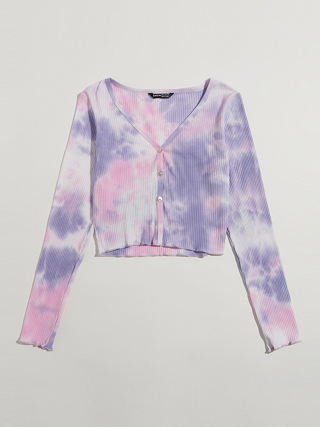 

LULU & SKY Tie & Dye V-Neck Cotton Top, Lavender