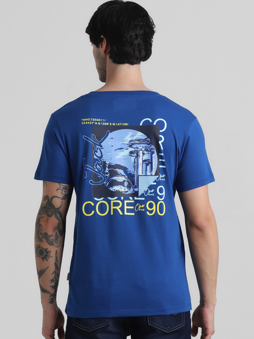 

Jack & Jones Typography Printed Pure Cotton T-shirt, Blue