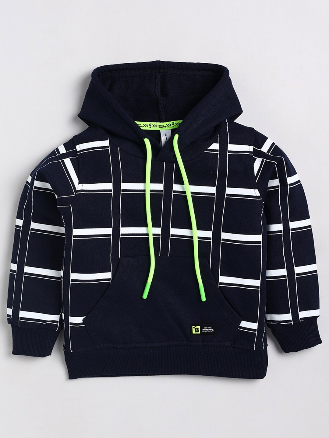 

Ginie Boys Striped Hooded Cotton Sweatshirt, Navy blue