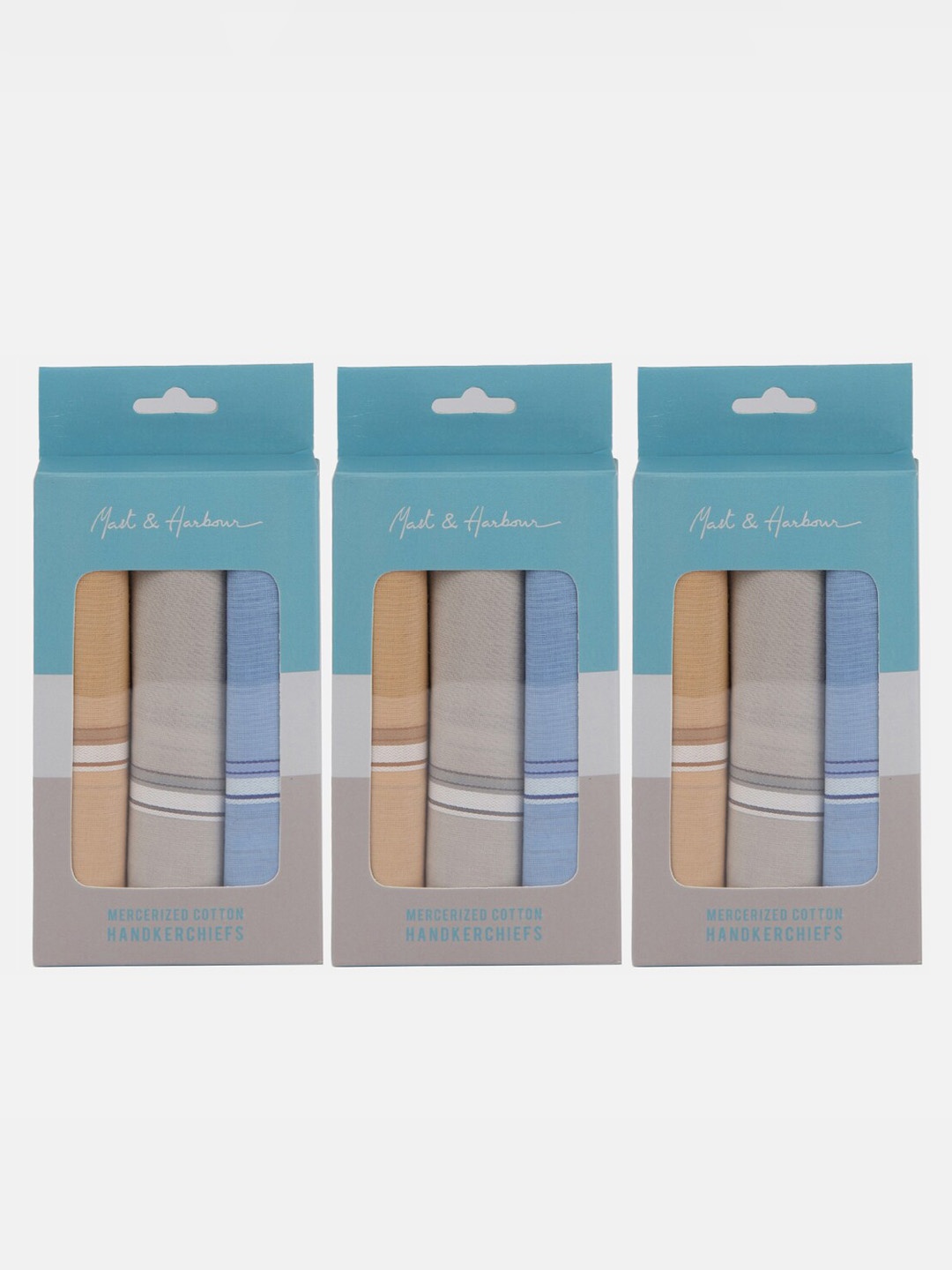 

Mast & Harbour Men Brown & Beige Set Of 9 Striped Cotton Handkerchiefs