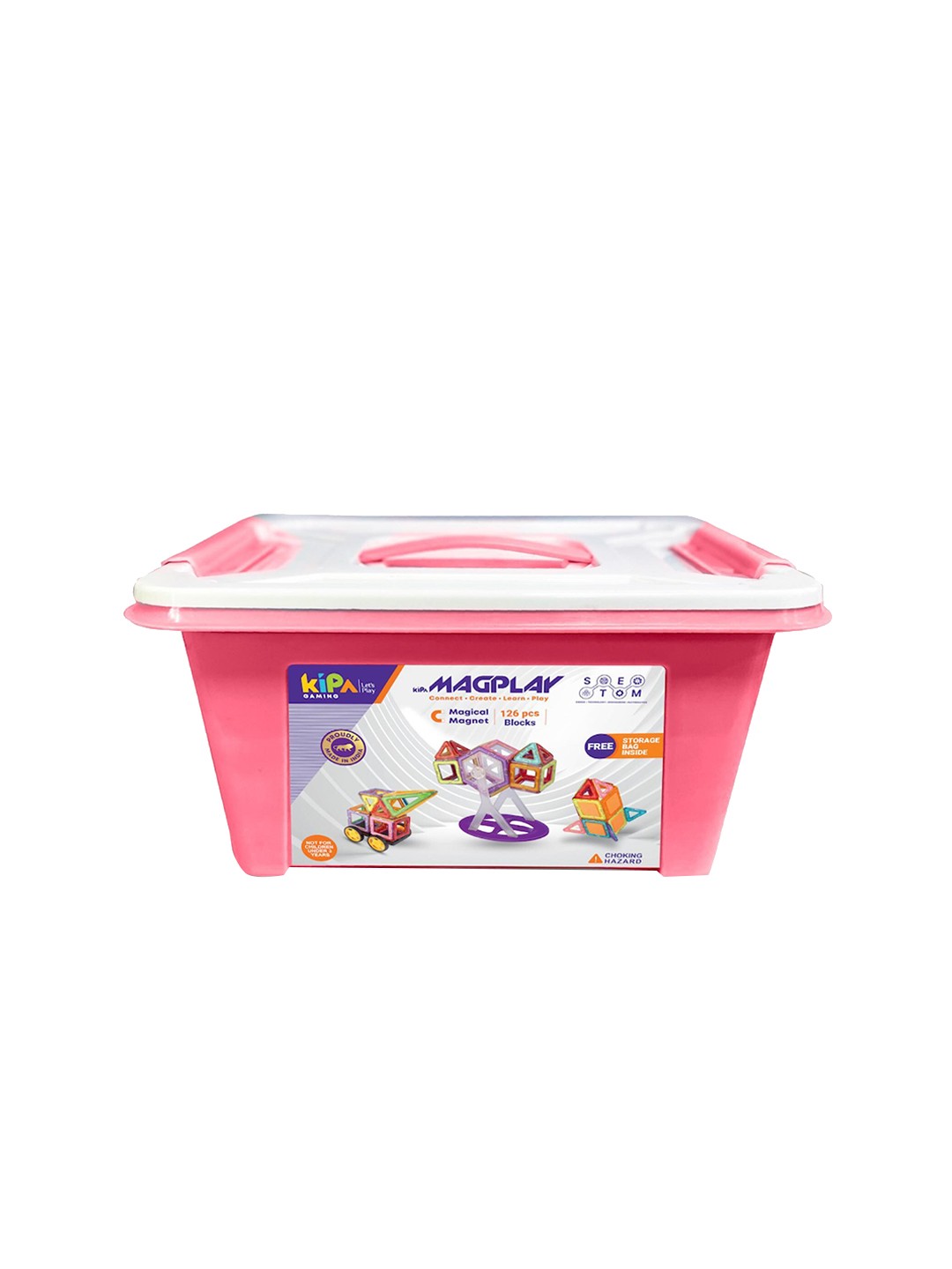 

KIPA Kids Gaming Magplay Magnetic Blocks 126 Pcs With Storage Box, Pink