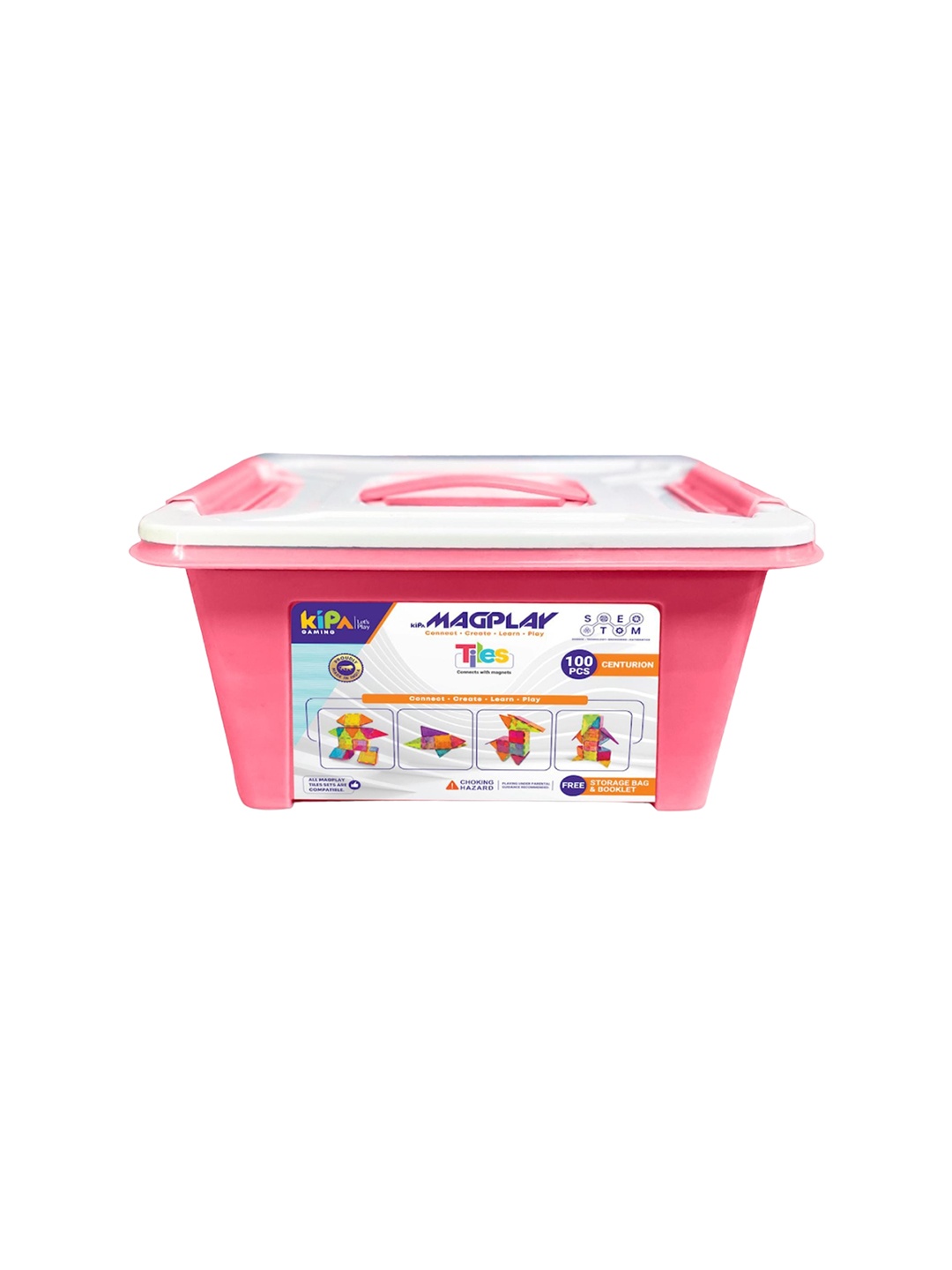 

KIPA 100Pcs Magplay Magnetic Tiles Centurian Including Storage Bag & Booklet, Pink