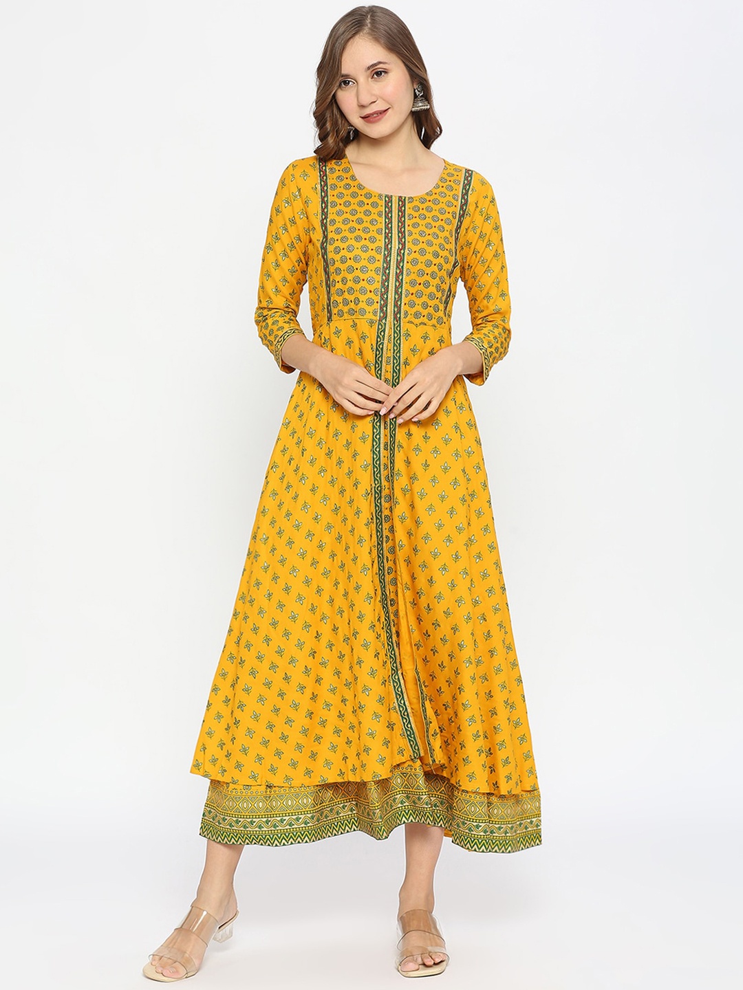 

ZRI Ethnic Motifs Printed Anarkali Kurta, Yellow