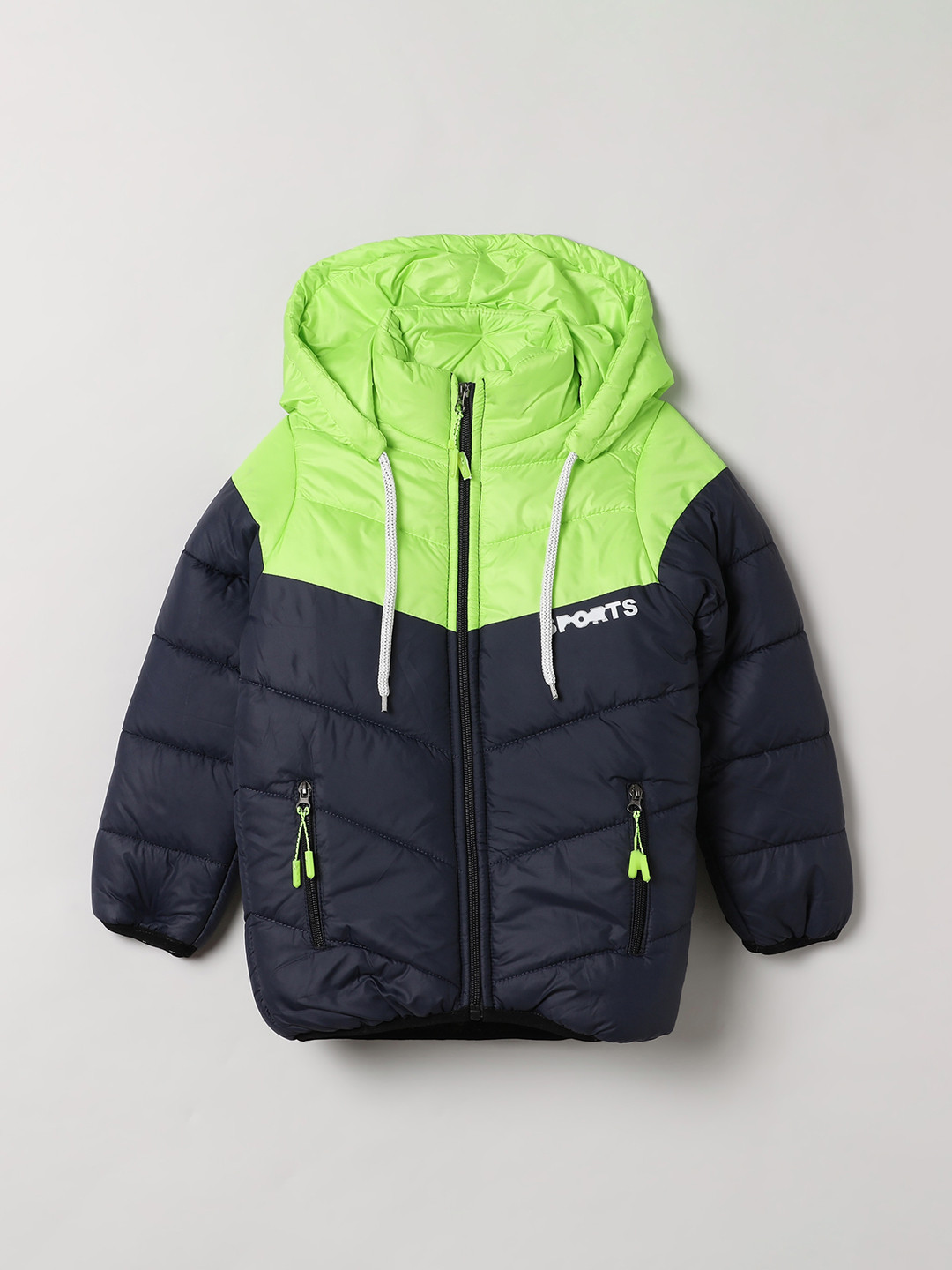 

The Boo Boo Club Boys Colourblocked Long Sleeves Lightweight Hooded Padded Jacket, Green