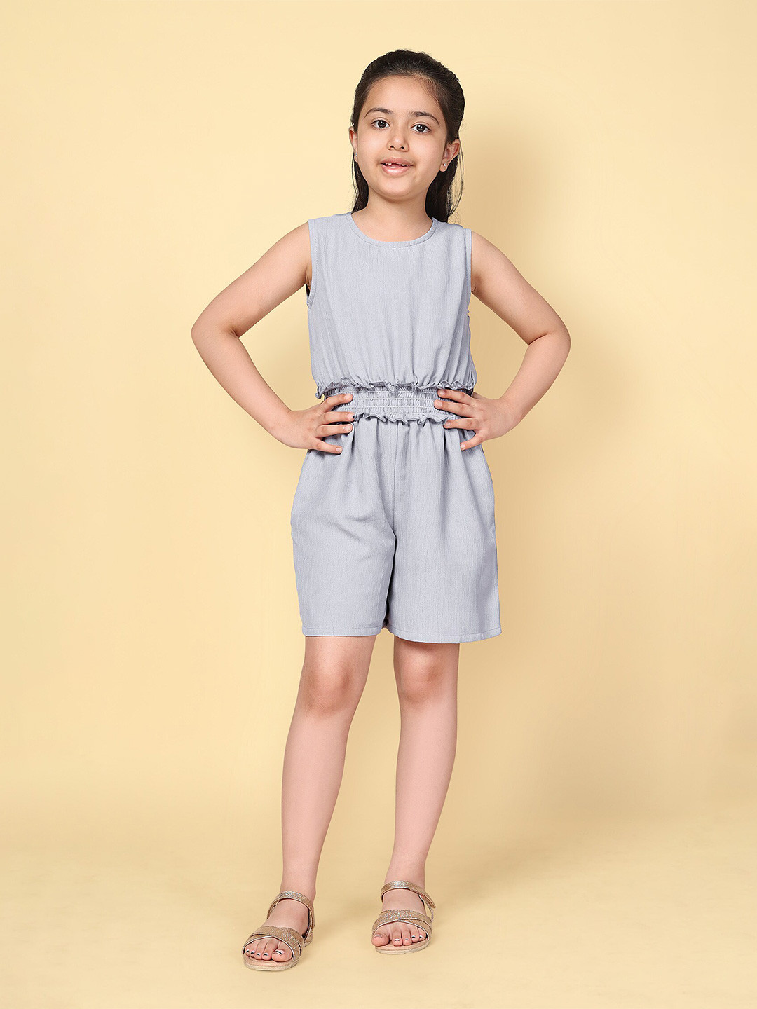 

FASHION DREAM Girls Gathers Playsuit, Grey