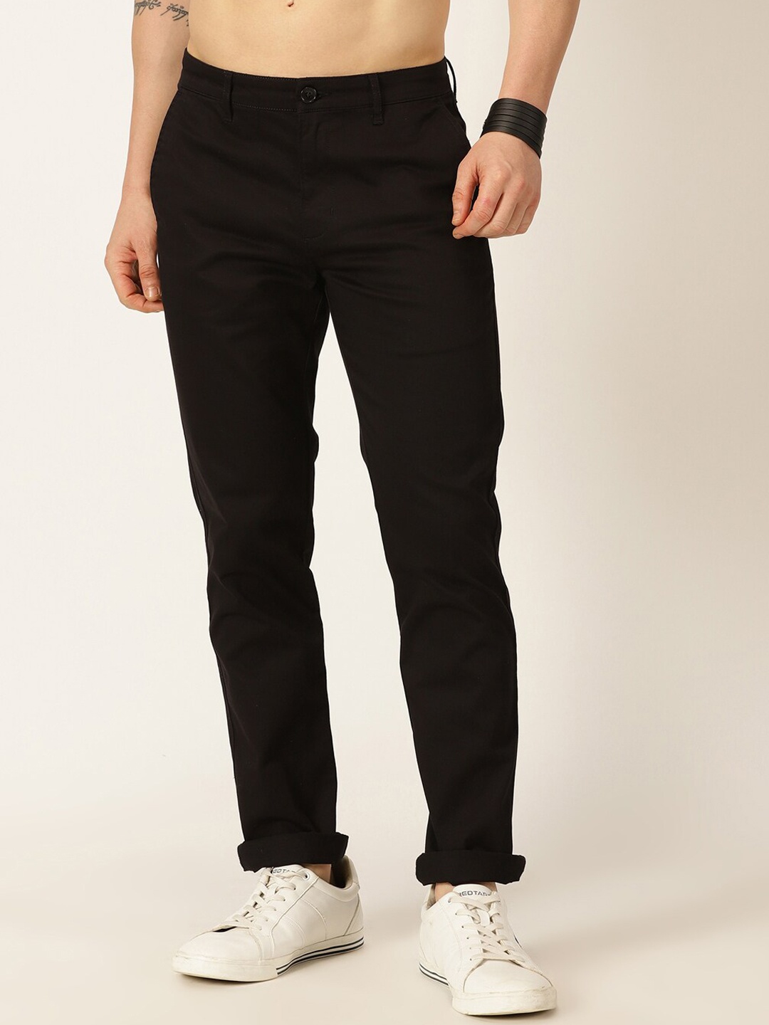 

Mast & Harbour Men Black Smart Easy Wash Trousers