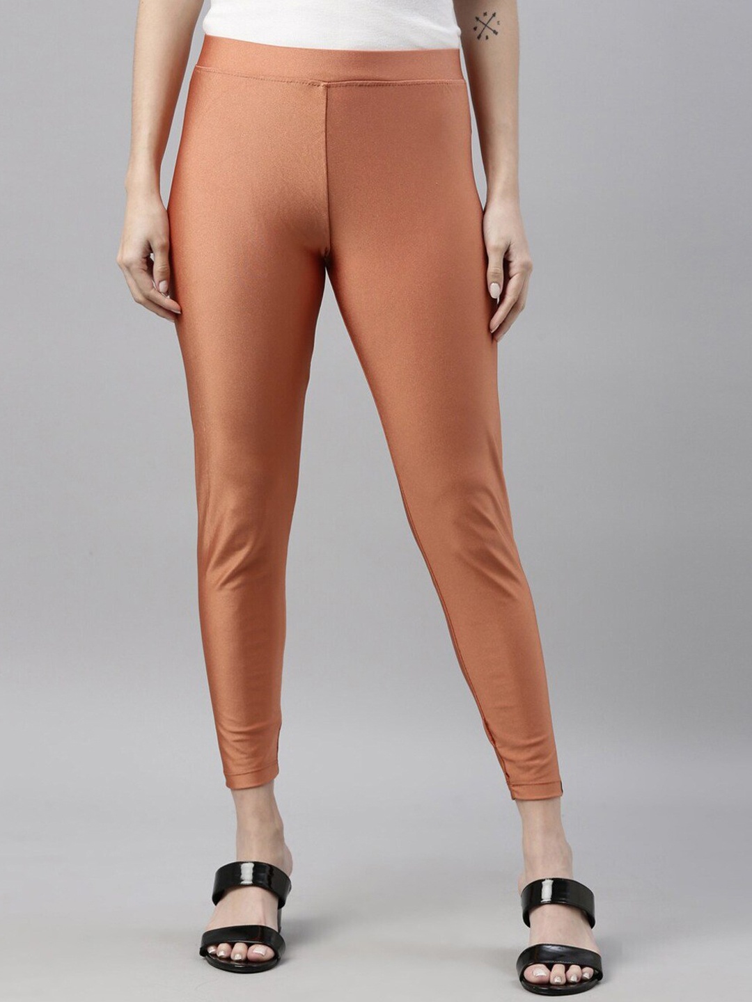 

TWIN BIRDS Ankle-Length Shimmer Leggings, Copper