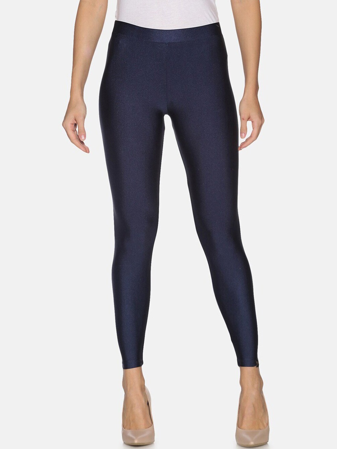 

TWIN BIRDS Shimmer Ankle Length Leggings, Navy blue
