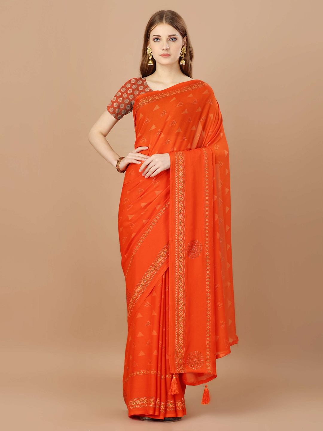 

Mitera Pure Georgette Saree, Orange