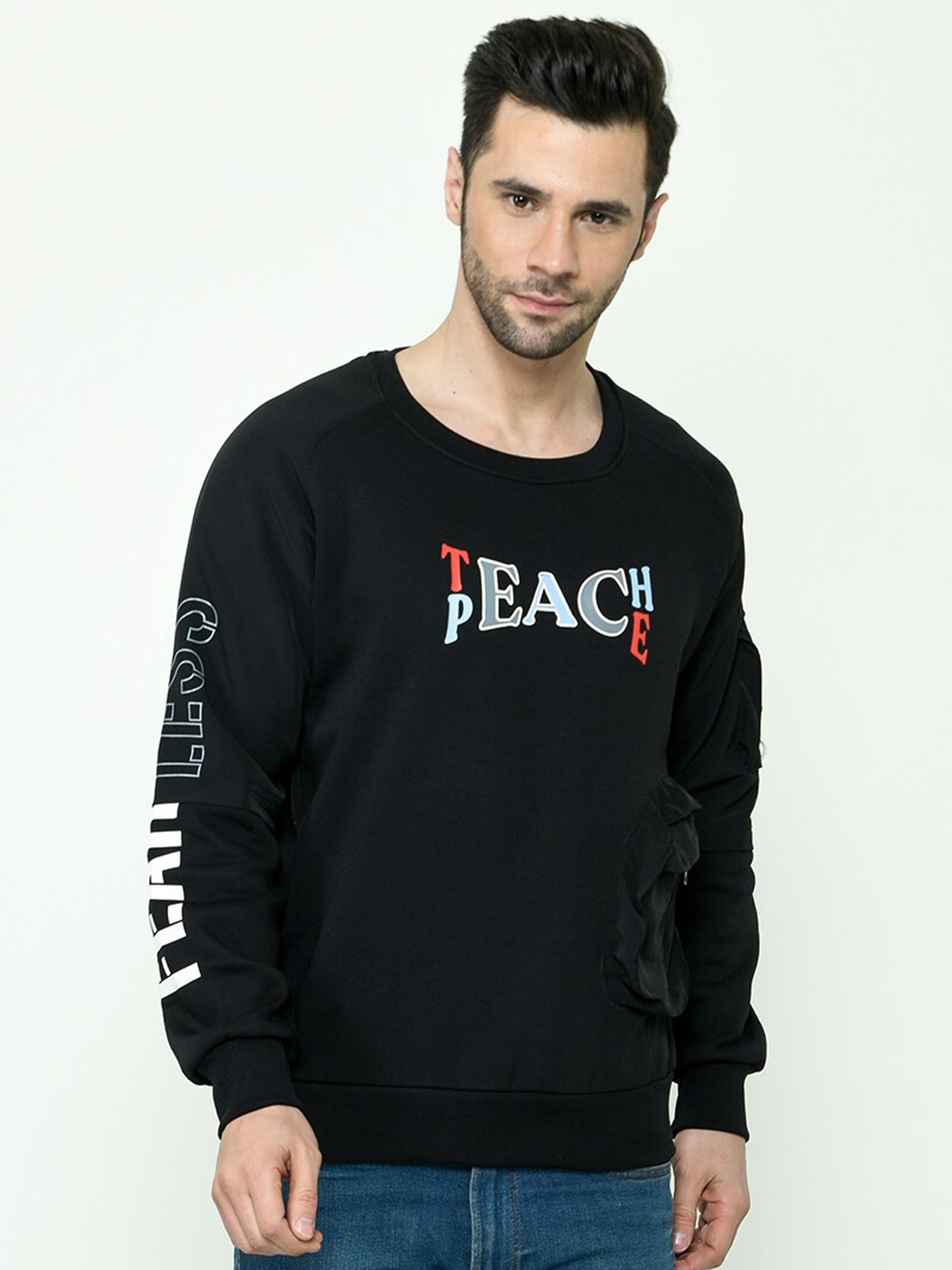 

Calizar Typography Printed Cotton Sweatshirt, Black