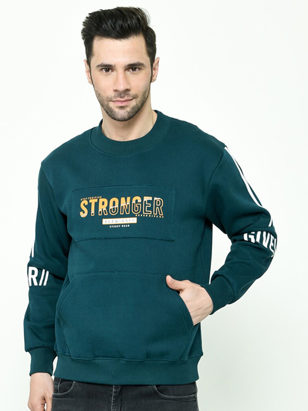 

Calizar Typography Printed Cotton Sweatshirt, Green