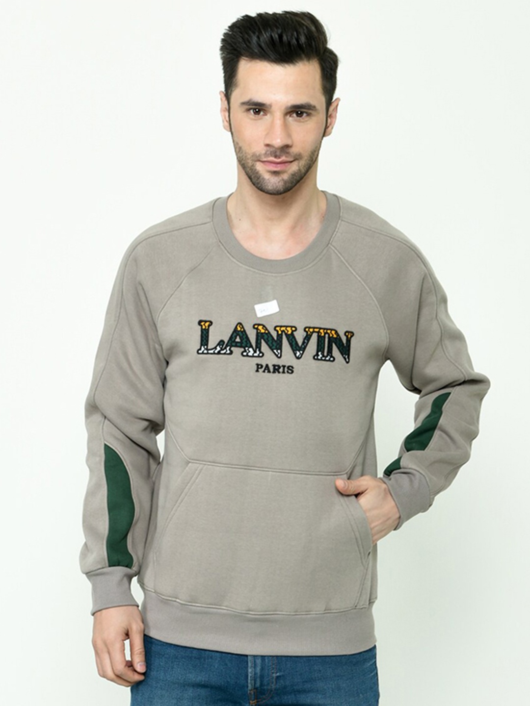 

Calizar Typography Printed Cotton Sweatshirt, Beige
