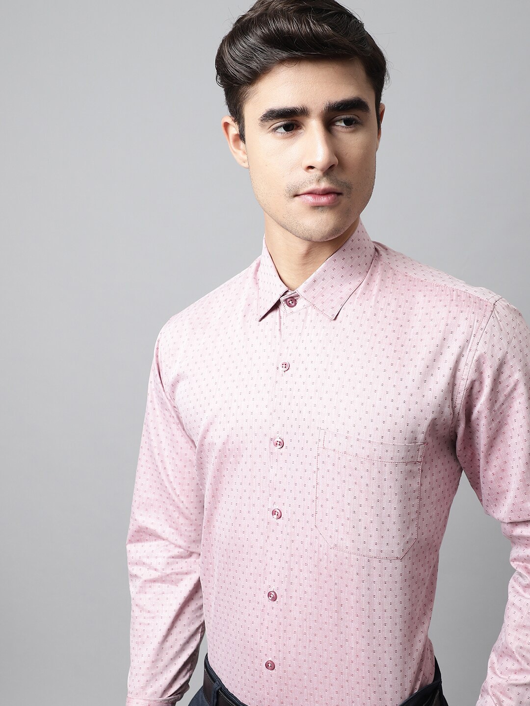 

JAINISH Classic Micro Ditsy Printed Pure Cotton Formal Shirt, Coral