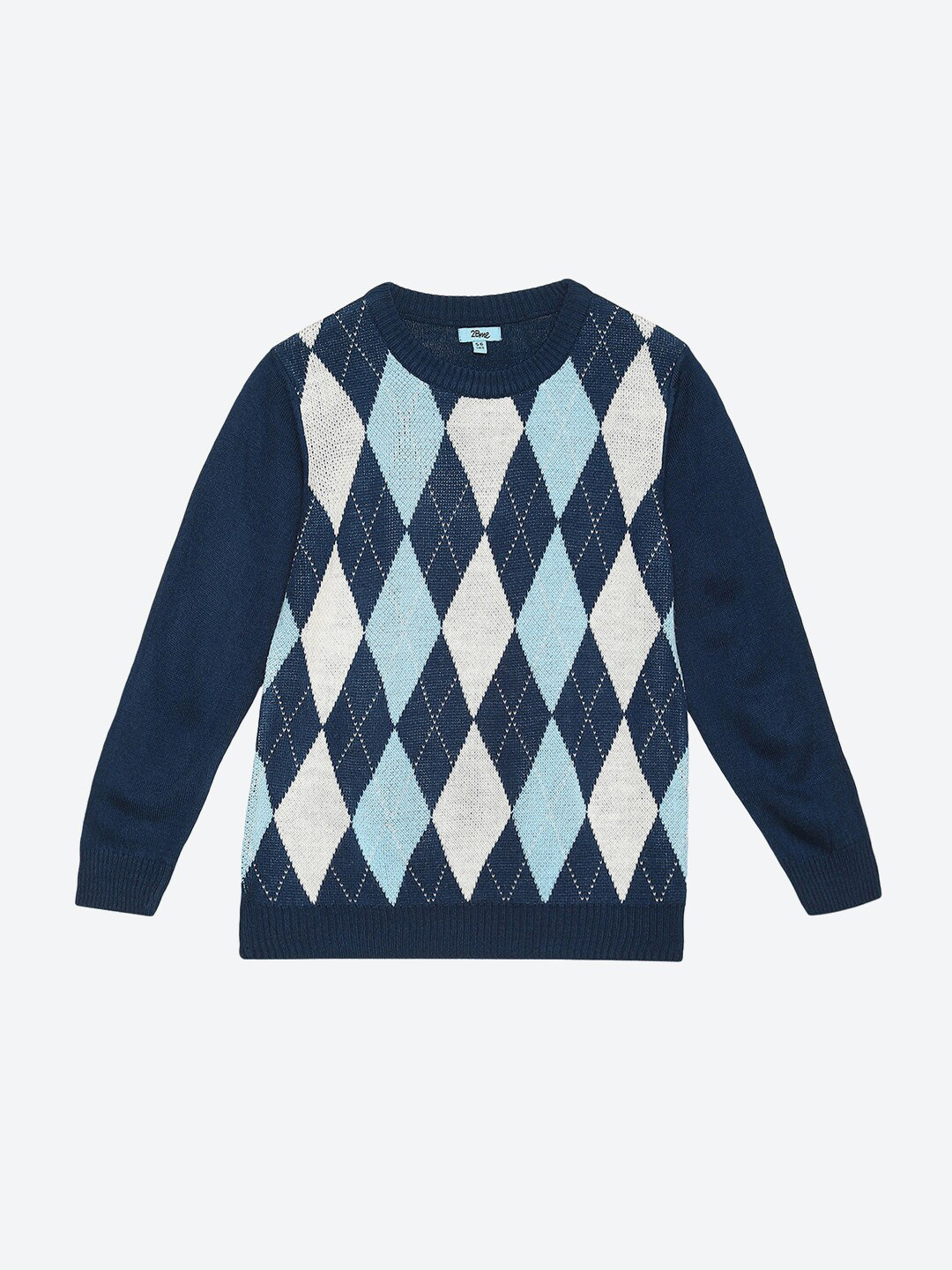 

2Bme Boys Geometric Printed Acrylic Pullover Sweater, Navy blue