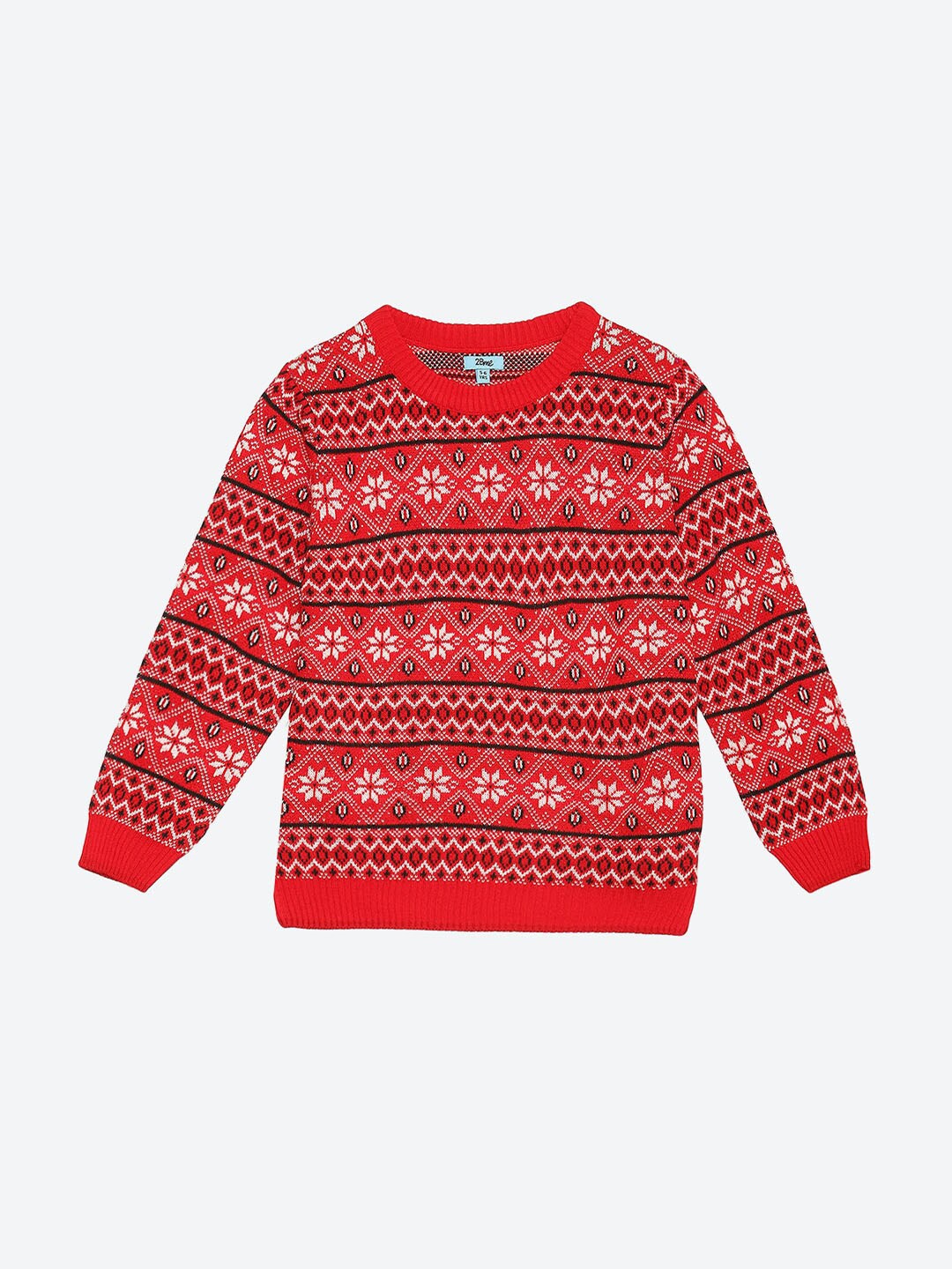 

2Bme Boys Fair Isle Printed Acrylic Pullover Sweater, Red