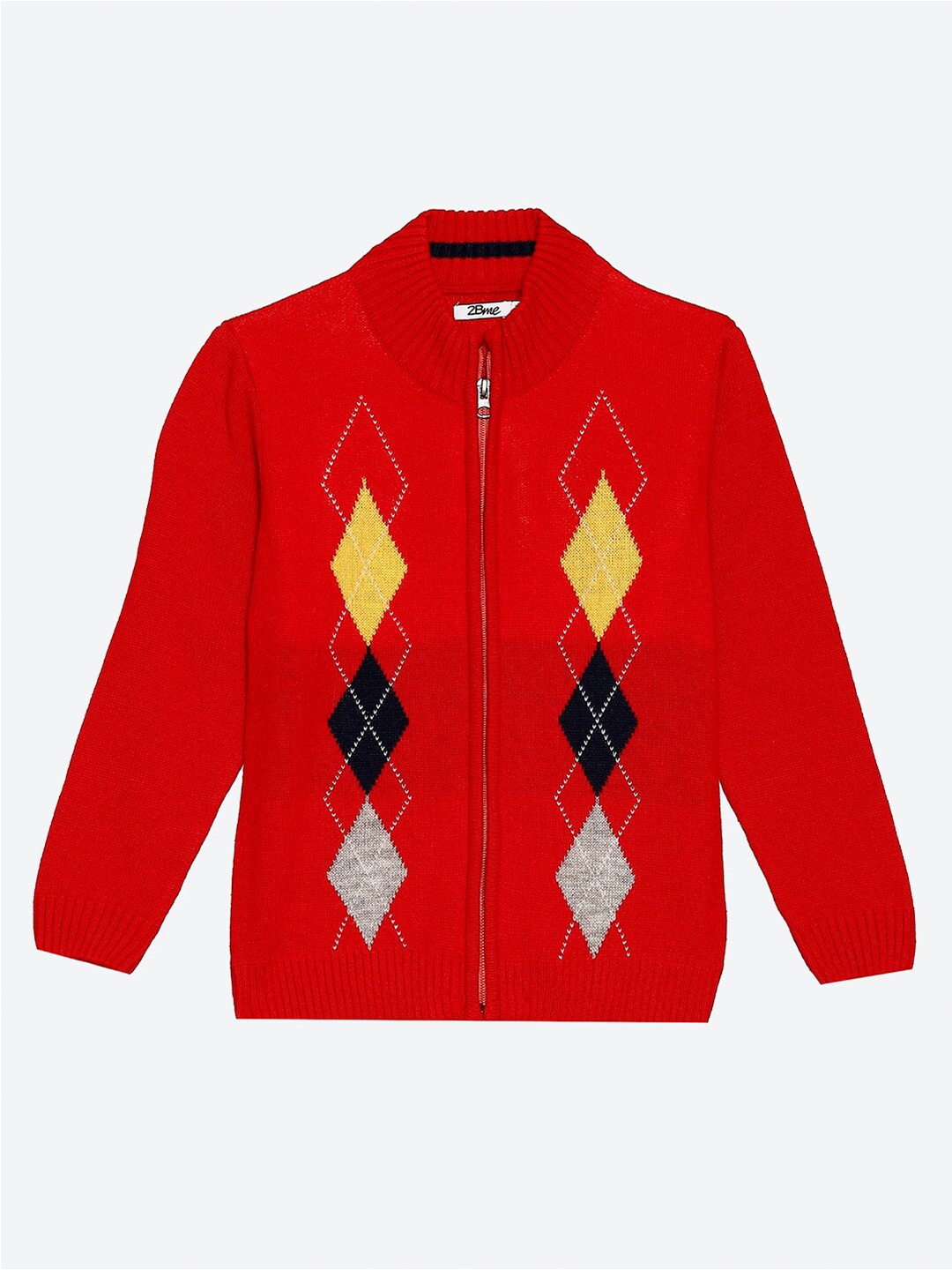 

2Bme Boys Geometric Printed Acrylic Cardigan Sweater, Red