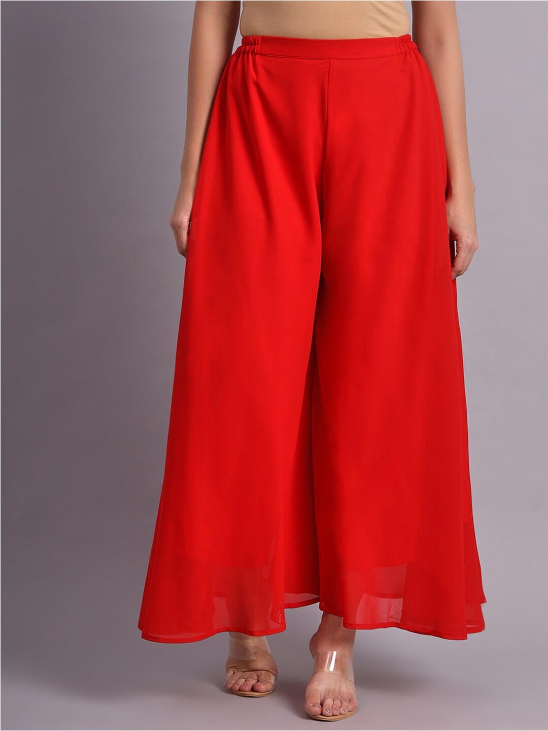 

Vastraa Fusion Flared Georgette Palazzos, Red