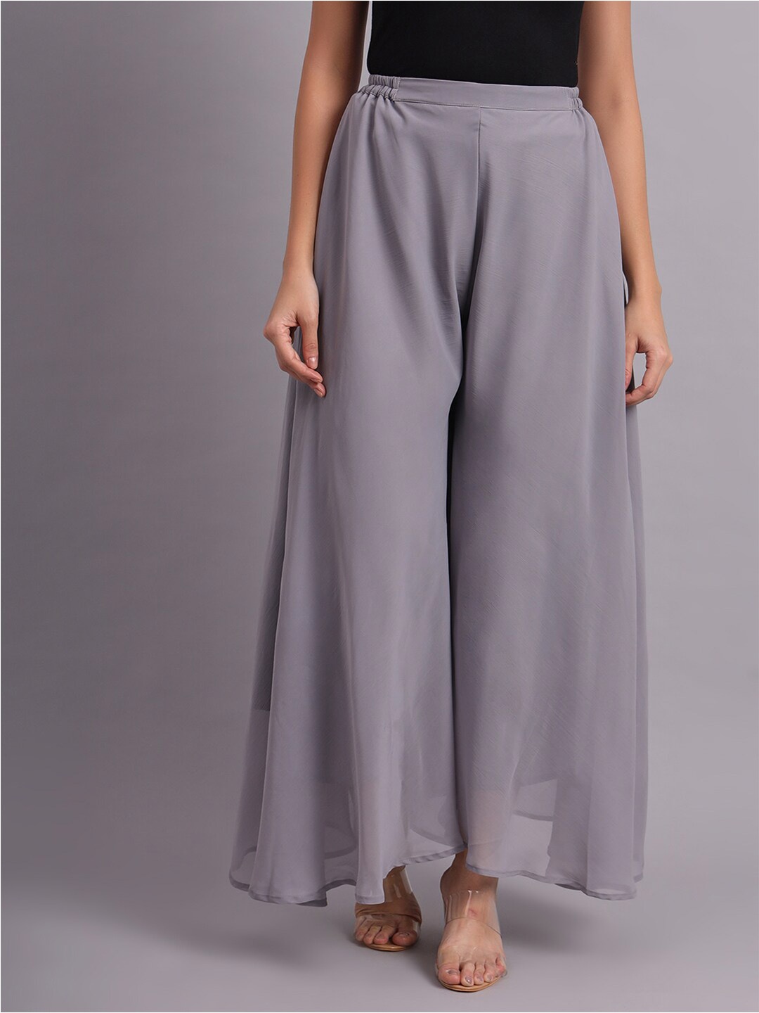 

Vastraa Fusion Women Flared Palazzos, Grey