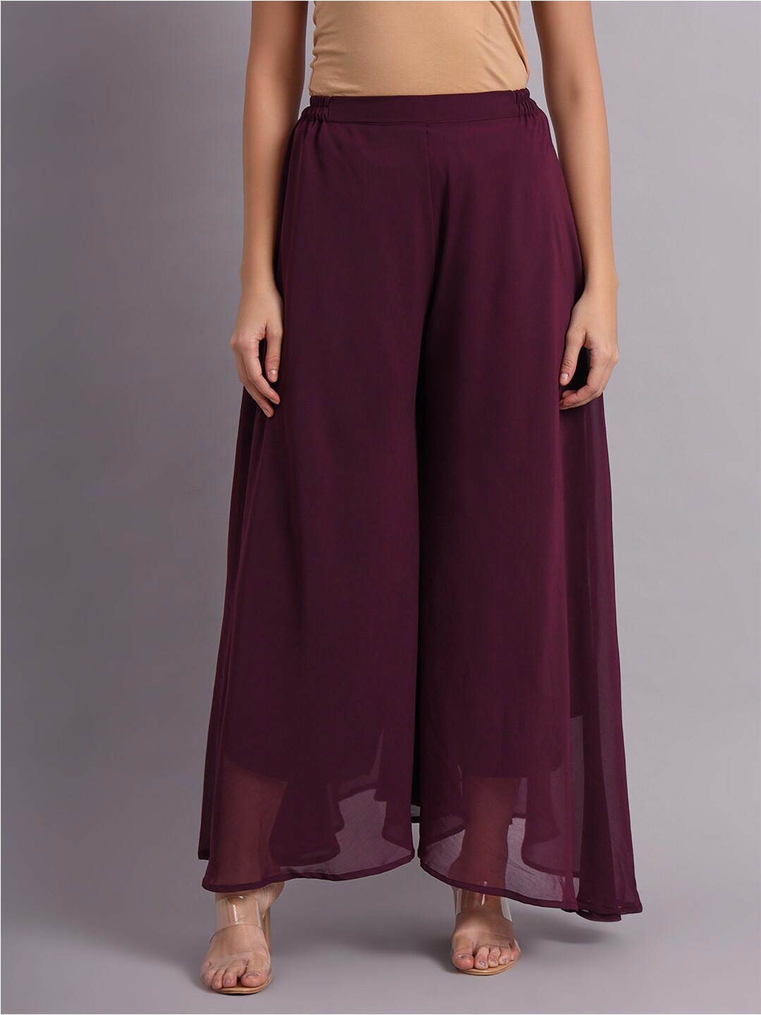 

Vastraa Fusion Flared Georgette Palazzos, Violet