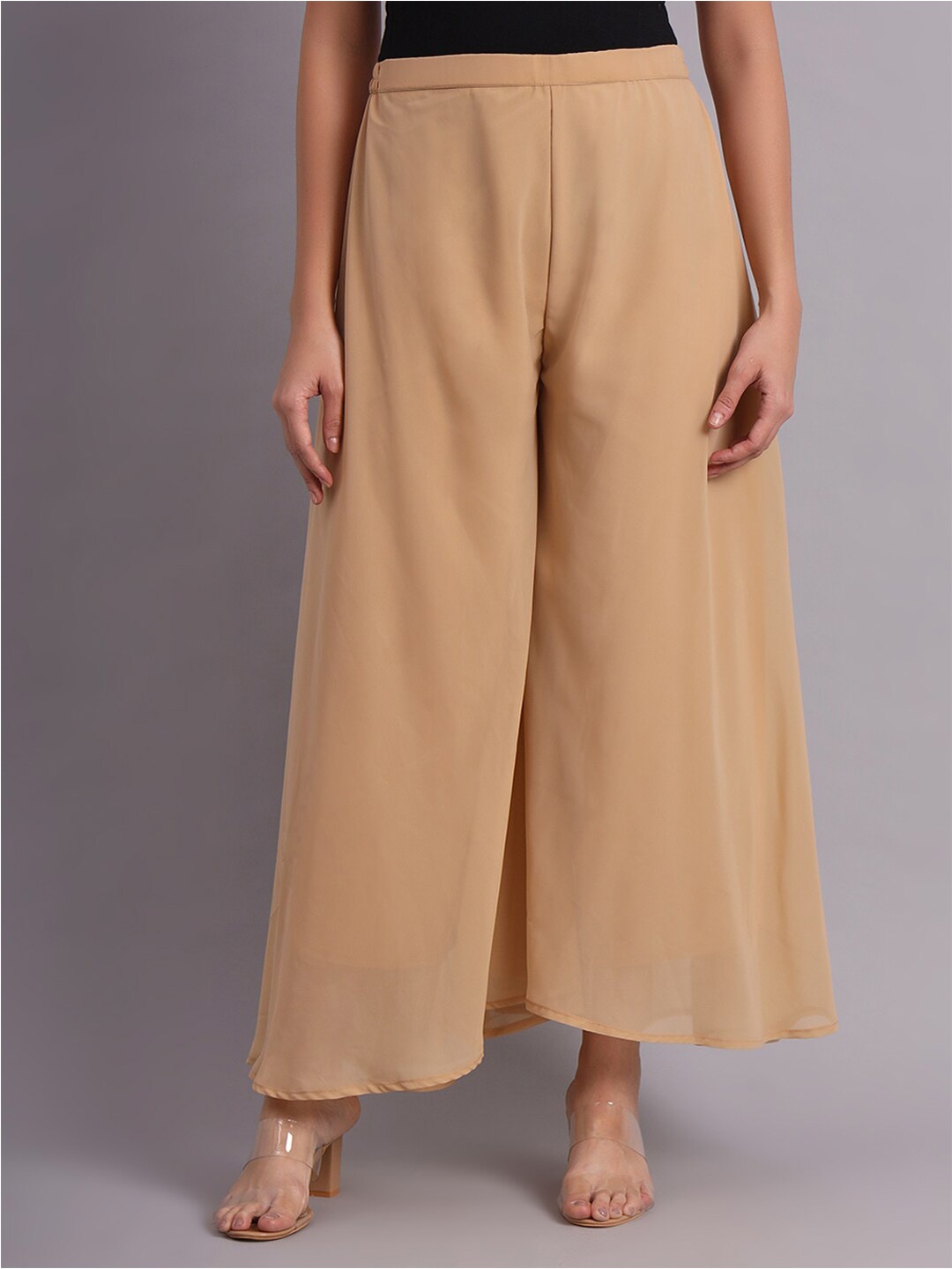

Vastraa Fusion Flared Georgette Palazzos, Beige