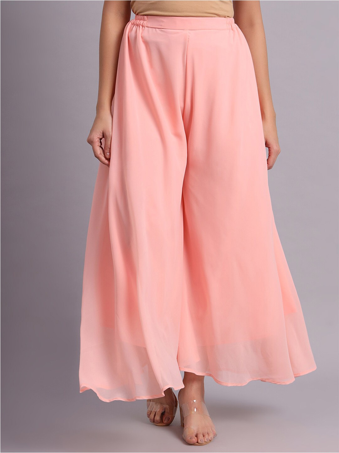 

Vastraa Fusion Flared Georgette Palazzos, Peach