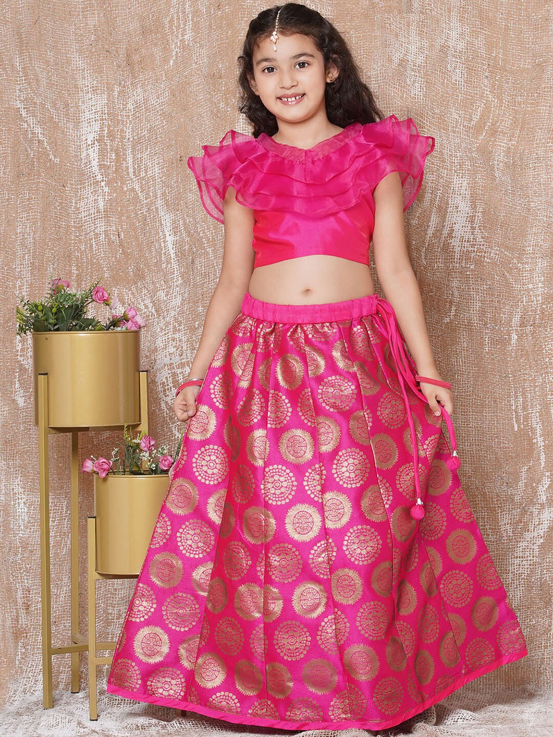 

Aj DEZInES Girls Ready to Wear Lehenga & Choli Set, Pink