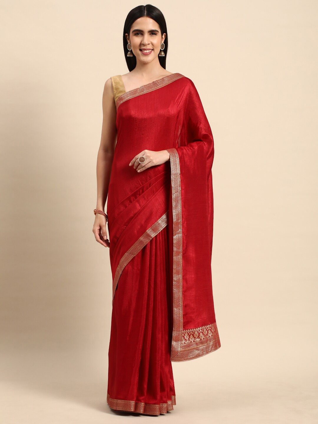 

KALINI Pure Silk Saree With Woven Design Border, Maroon