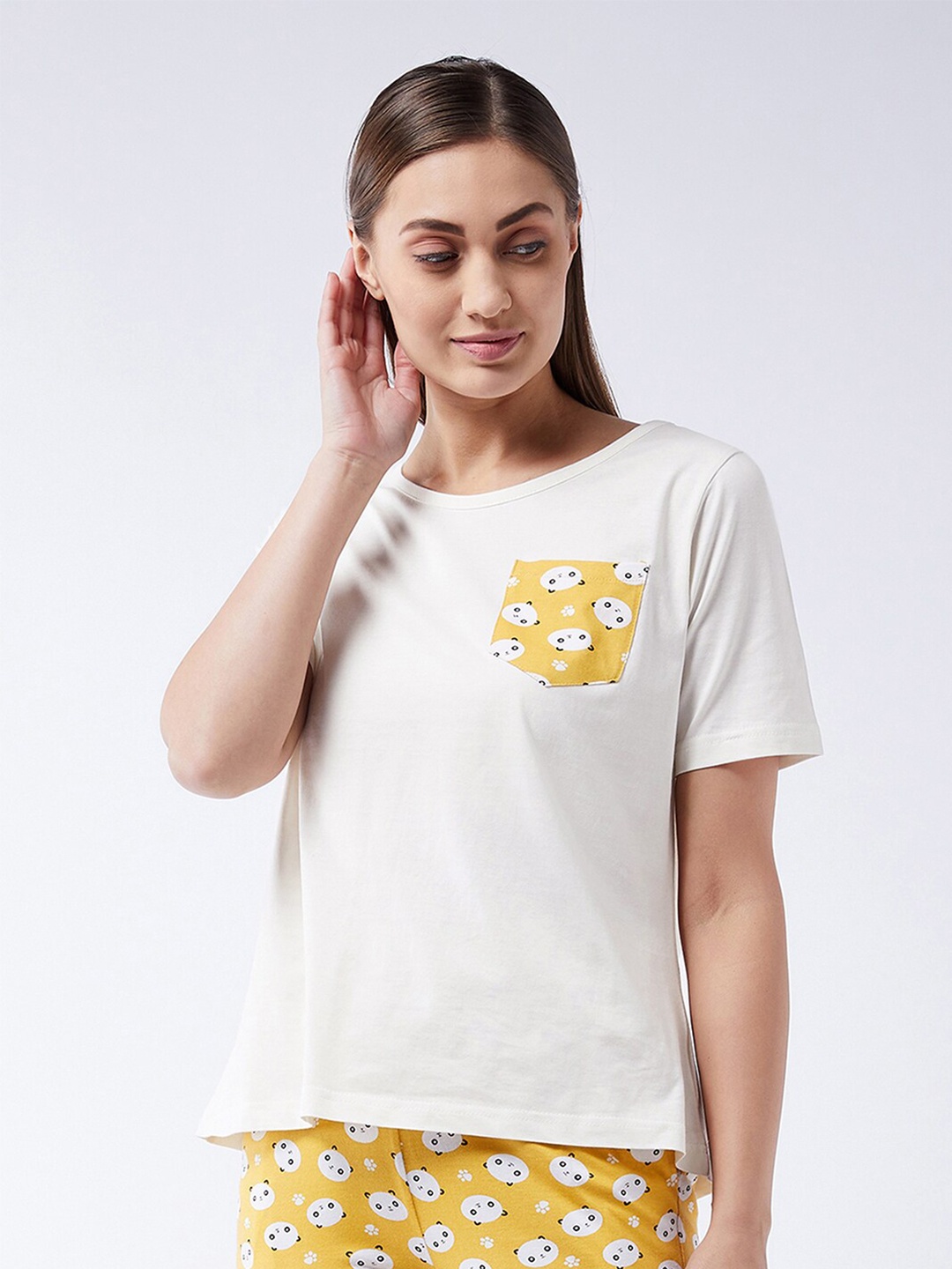 

BAESD Round Neck Pocket Detailed Pure Cotton T-shirt, White