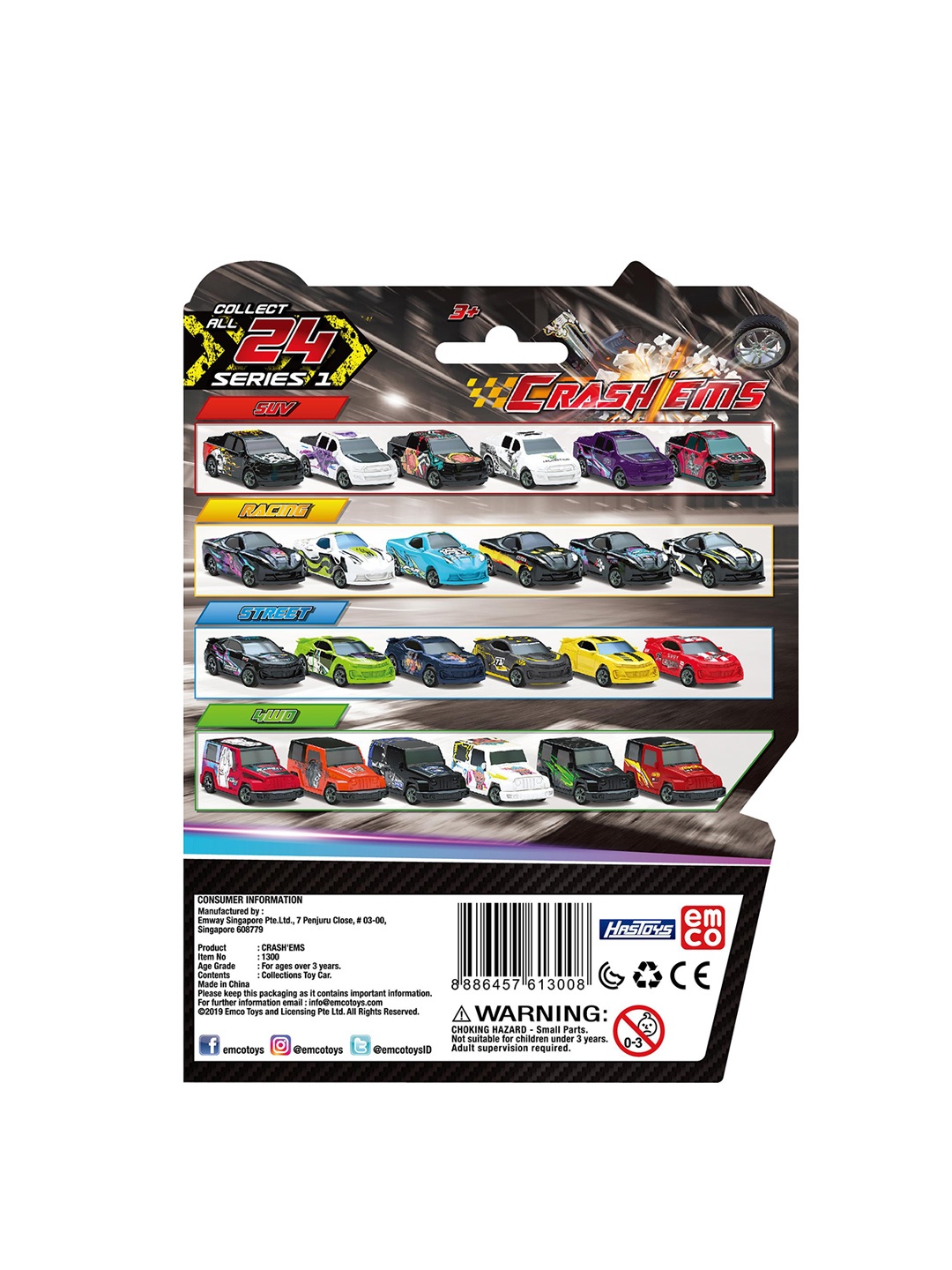 

Crash'ems Kids White Sabotage Pull Back Car