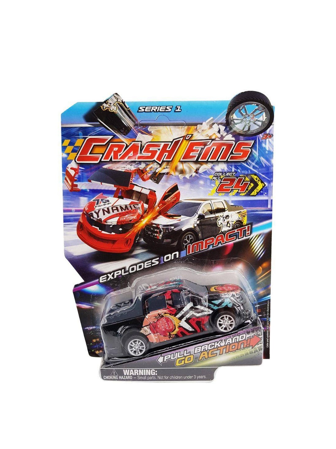 

Crash'ems Explodes on Impact Kids Boxer Pull Back Go Action Car, Black