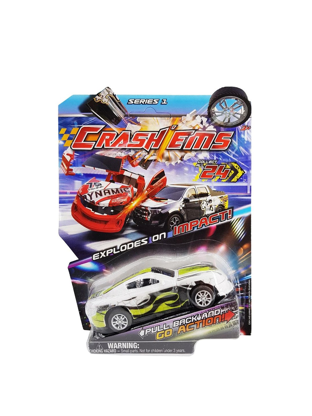 

Crash'ems Kids Flame Pull Back Car, White