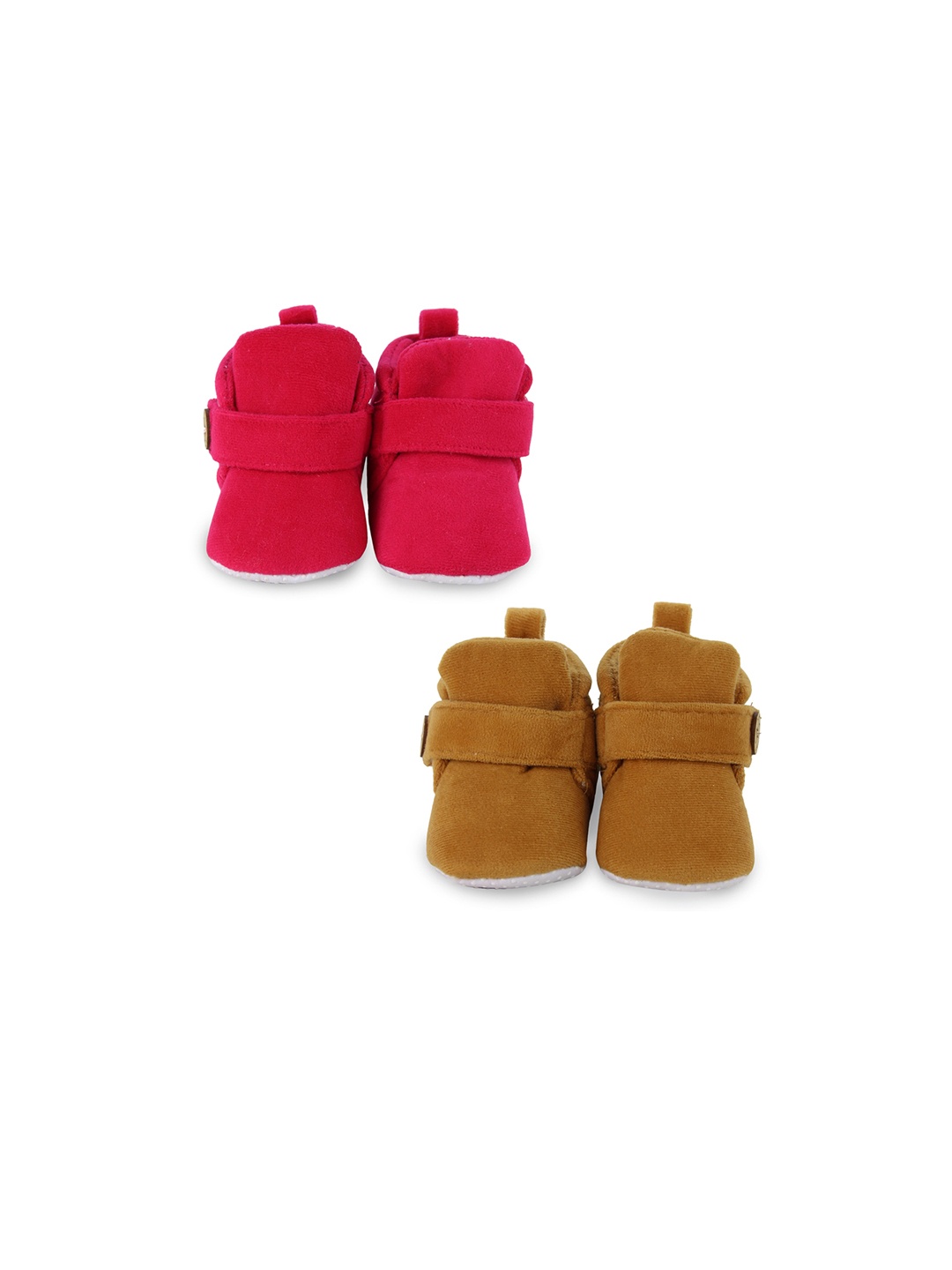 

BAESD Infants Set Of 2 Anti-Skid Velvet Booties, Pink