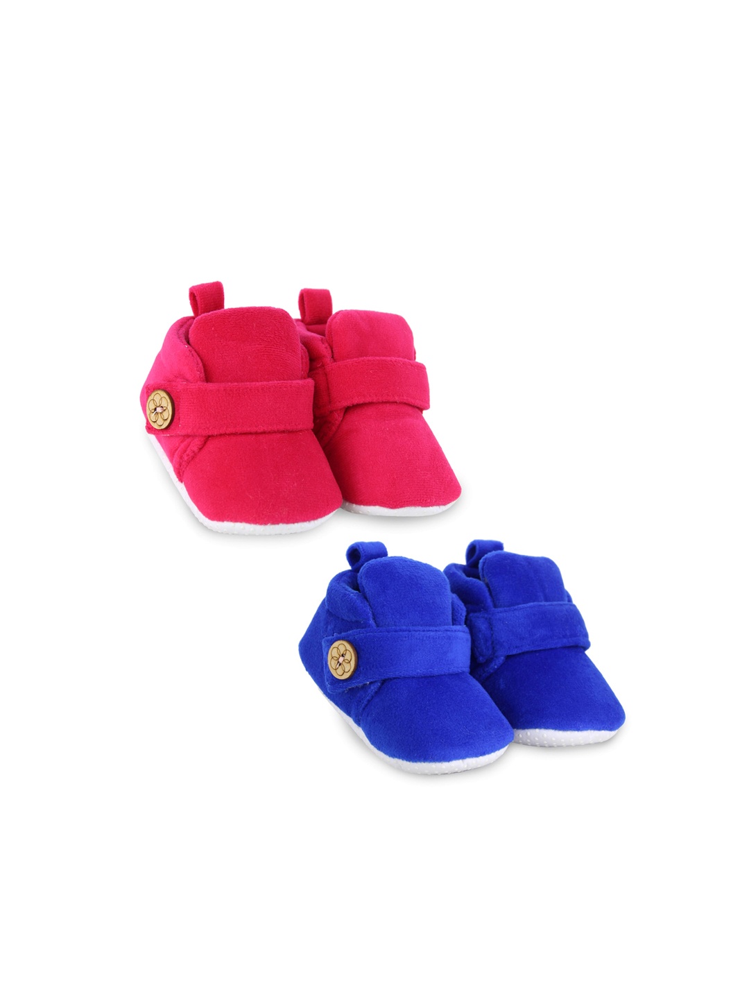 

BAESD Infants Set Of 2 Anti-Skid Sole Velvet Booties, Pink
