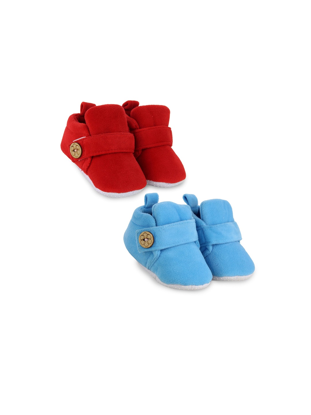 

BAESD Infants Set Of 2 Anti-Skid Velvet Booties, Red